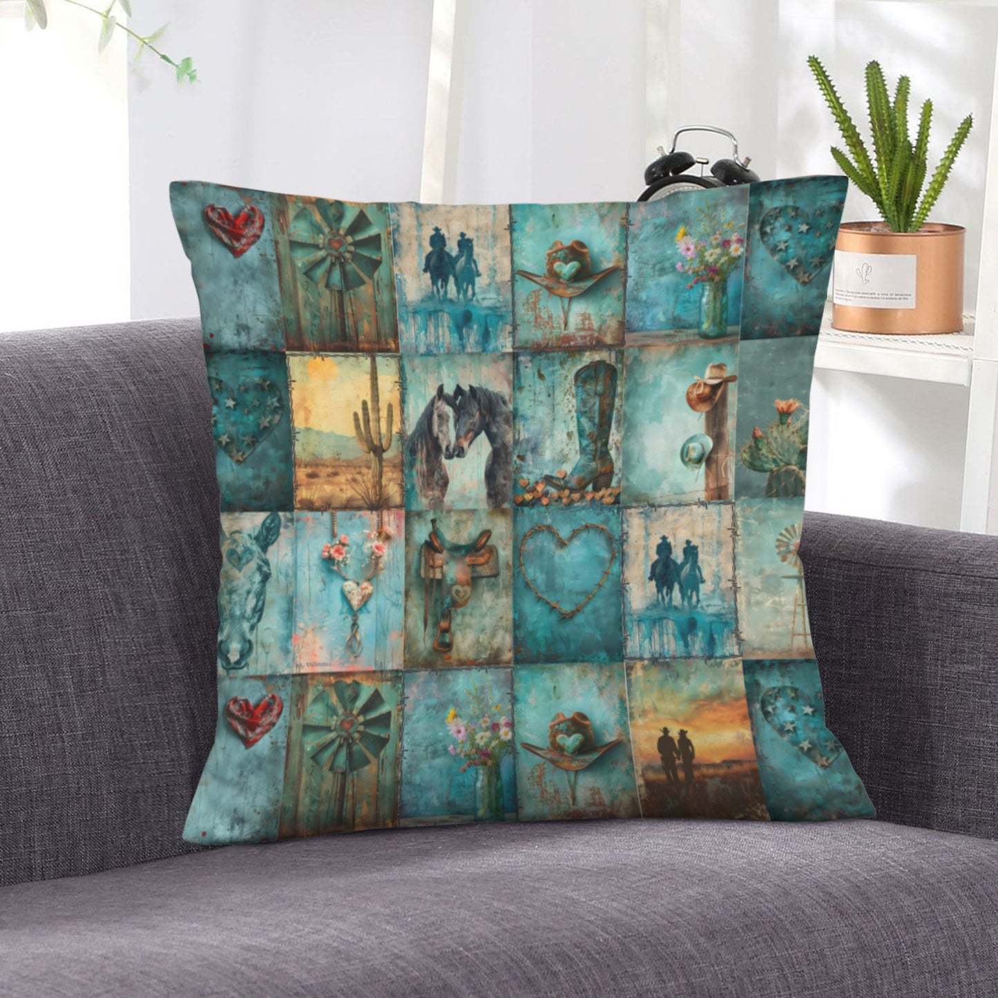 Baha Ranch turquoise Dreams Velvety Soft Pillow Case Made in America