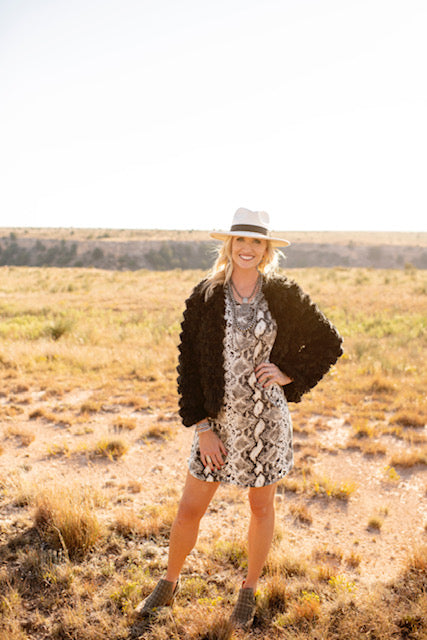 short snakeskin dress Short bouncy dress