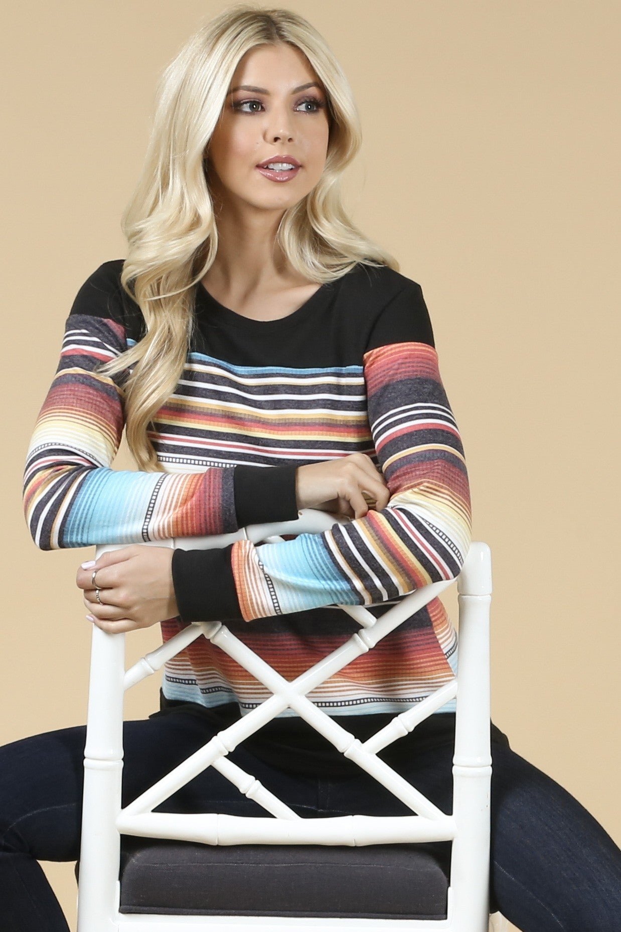 Los Alamos Serape Print Long Sleeve Top Made in America