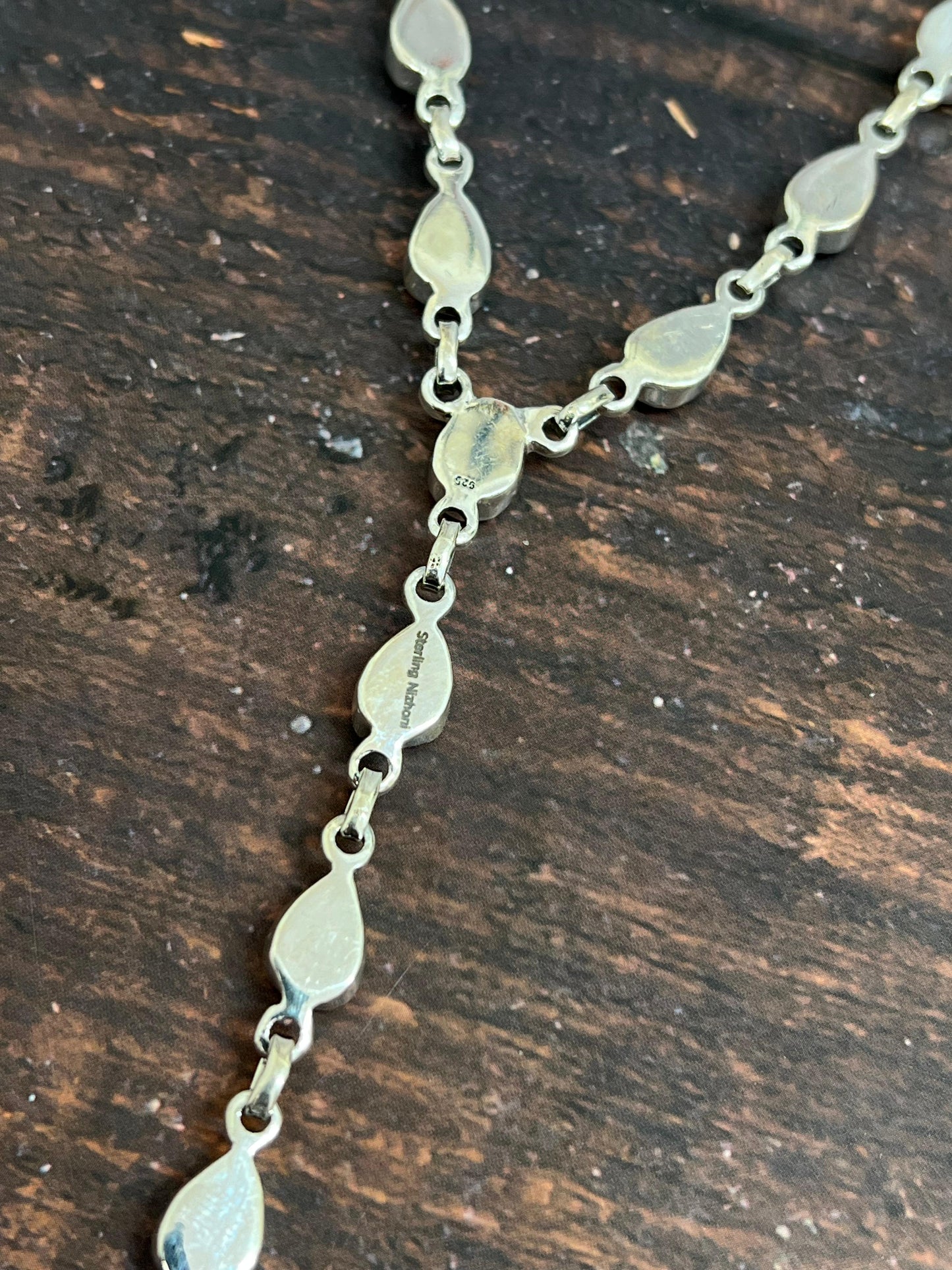 ** 4TH OF JULY ** Handmade Sterling Silver Synthetic Opal Necklace with Signed Nizhoni