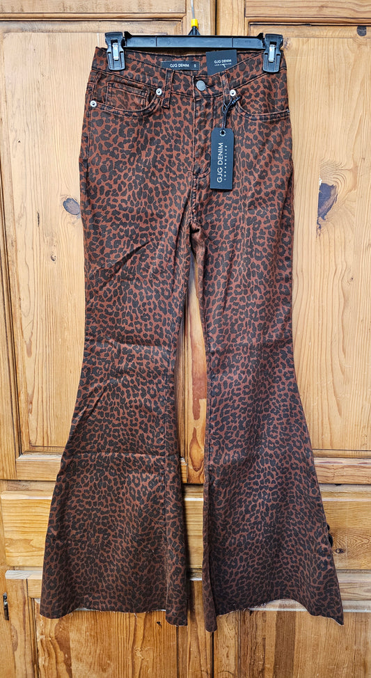 Leopard flare jeans size 5