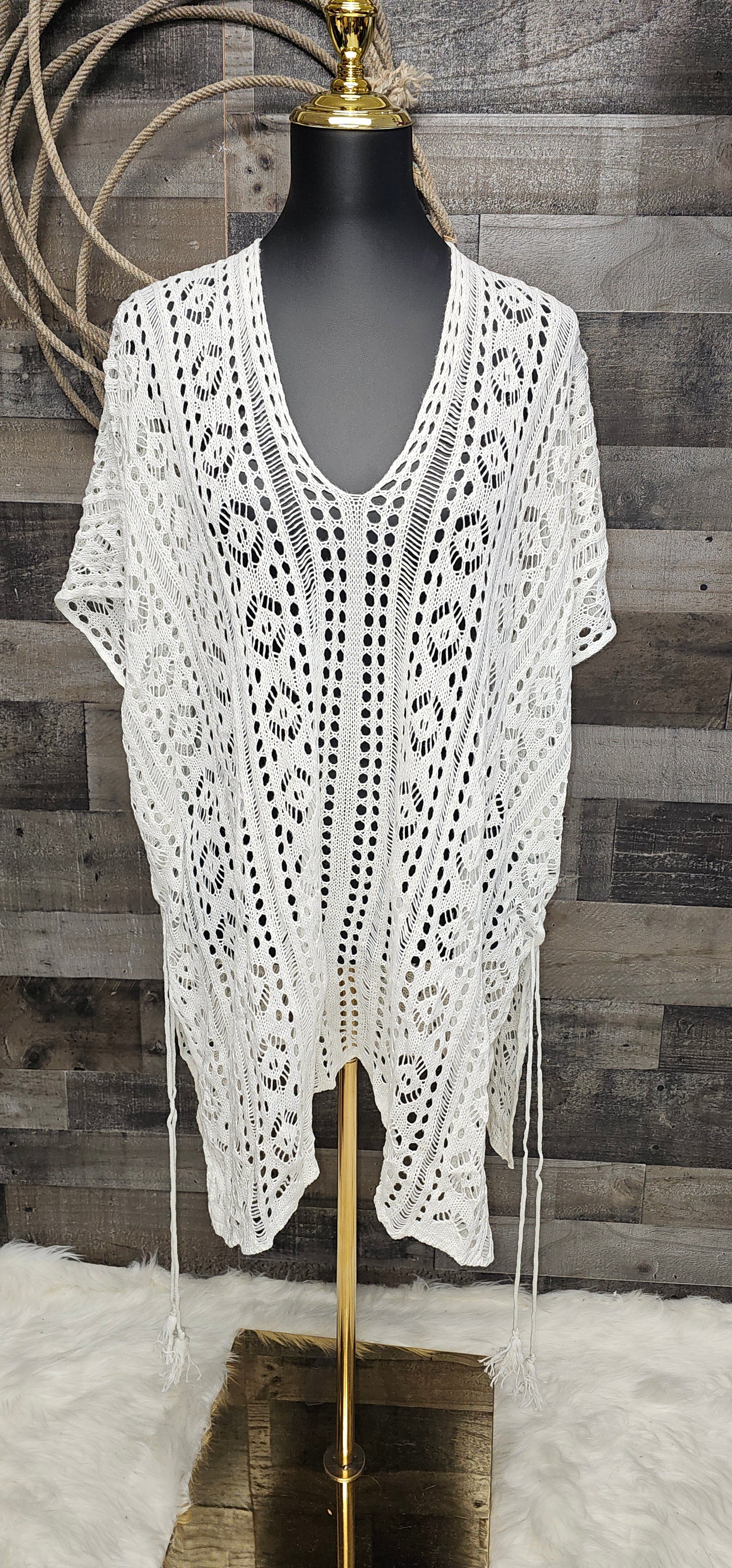 White Crochet Cover up
