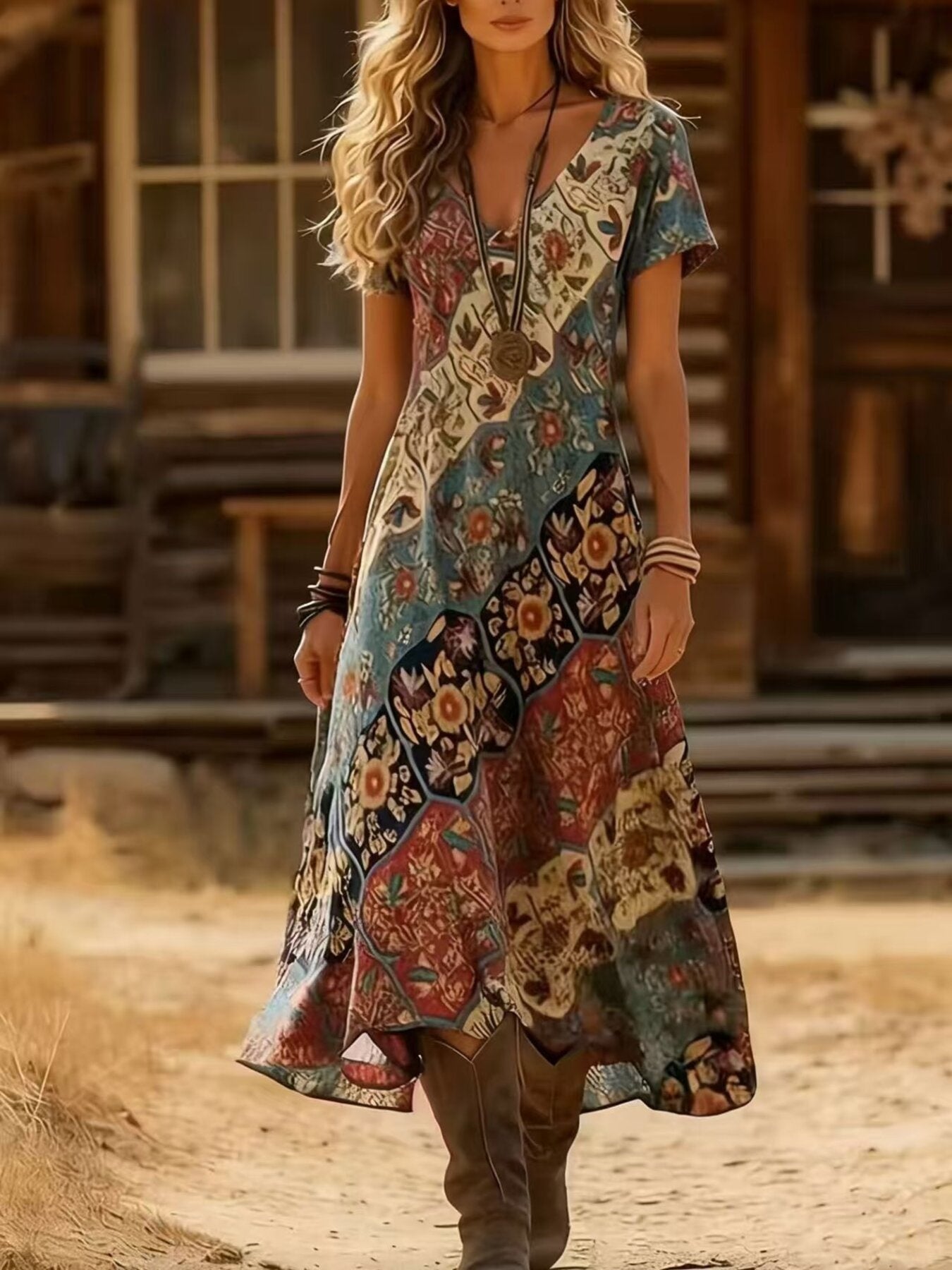midi dress western Western Midi Dress