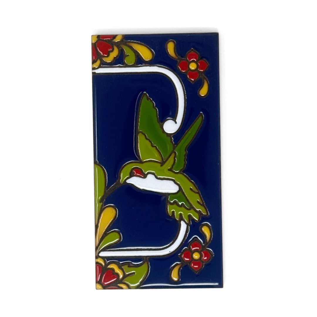Blue Talavera Hummingbird End Cap Tile