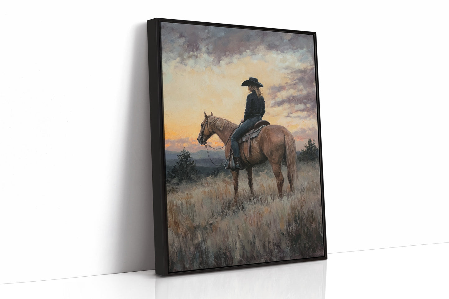 Evening Watch – Cowgirl and Horse at Sunset