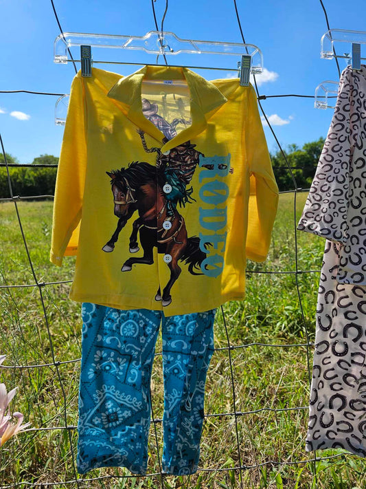 Rodeo Cowboy Boy's Western Pajama Set