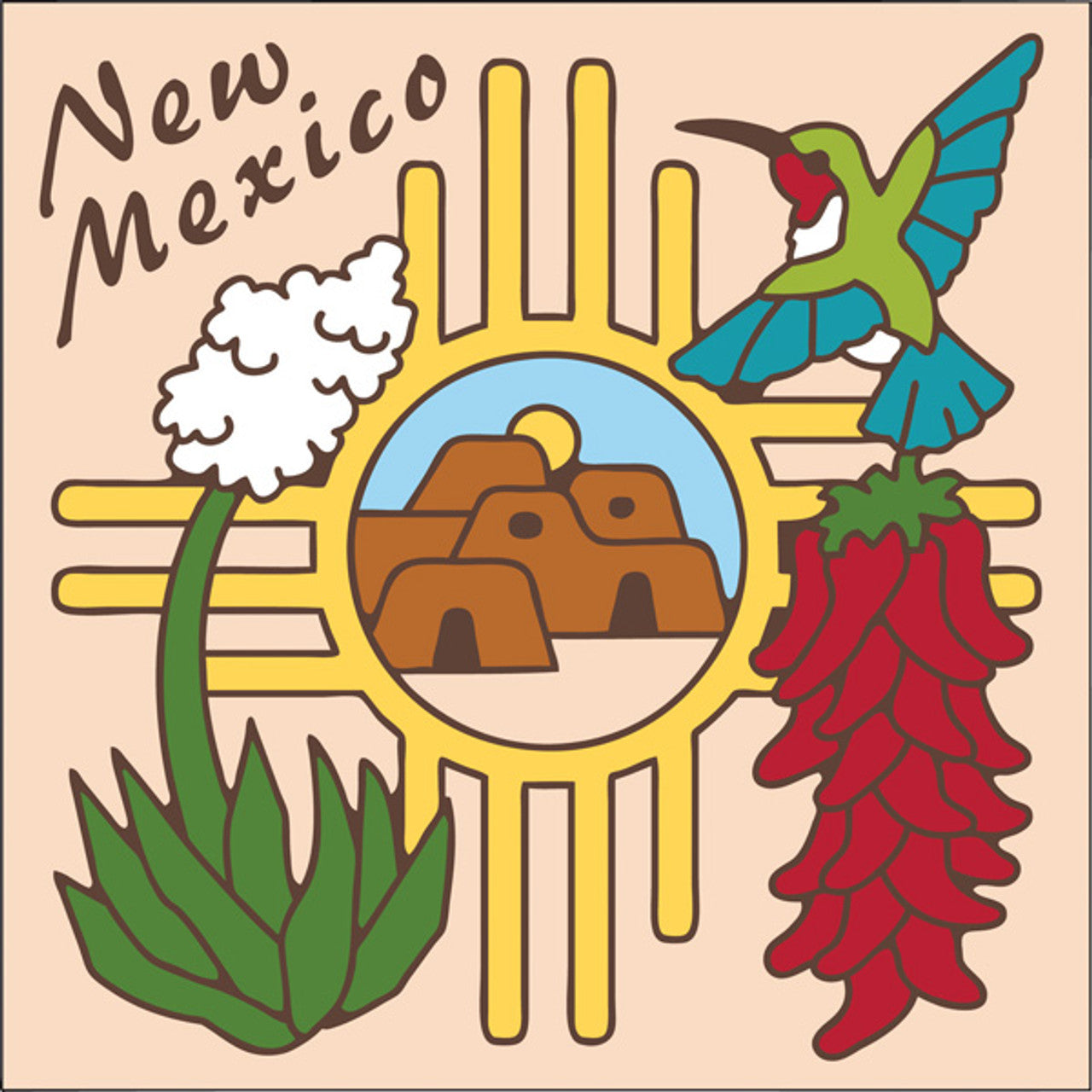 New Mexico Zia with Hummer Tile