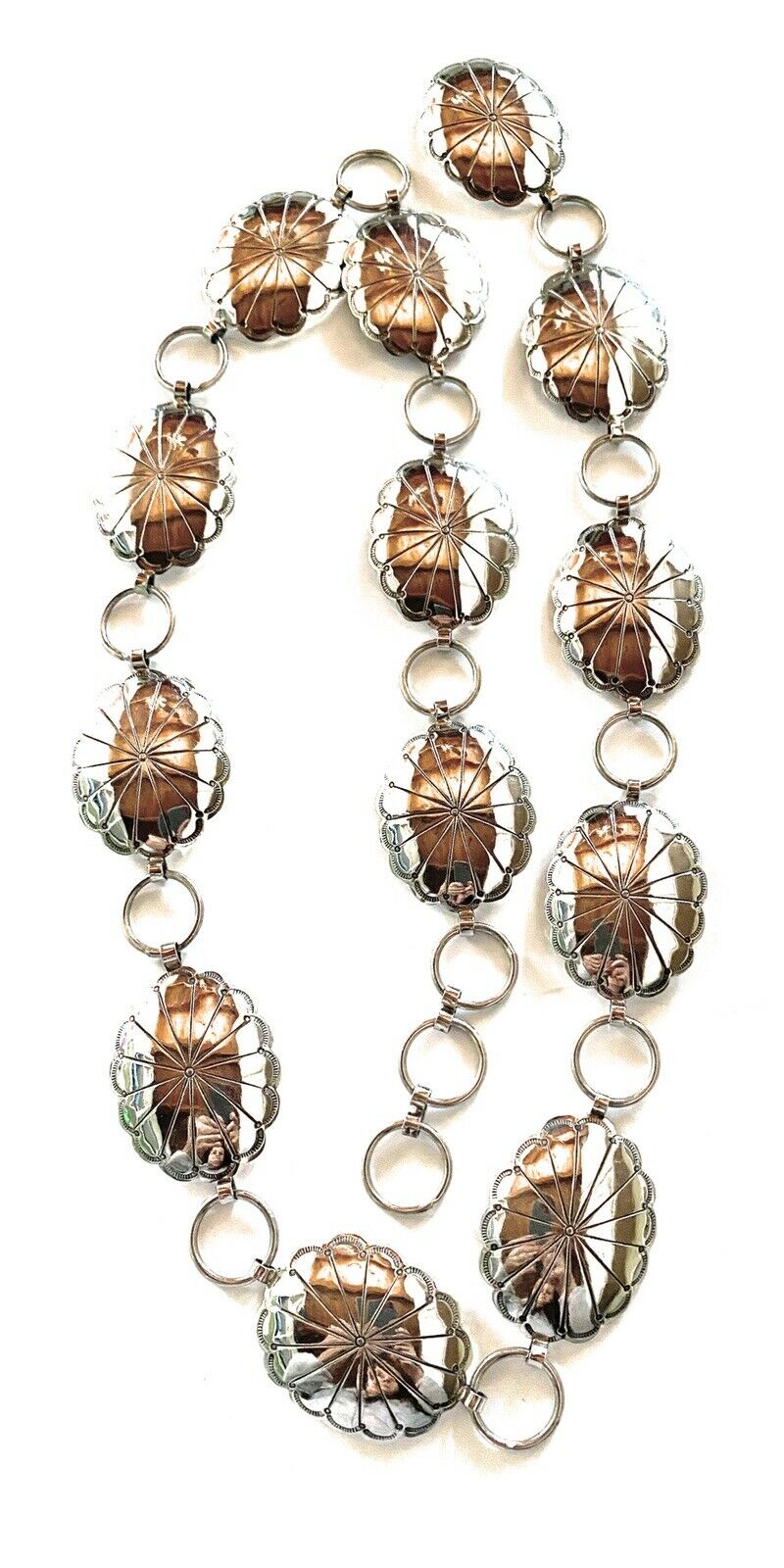 Beautiful Navajo Handmade Nickel Silver Concho Belt