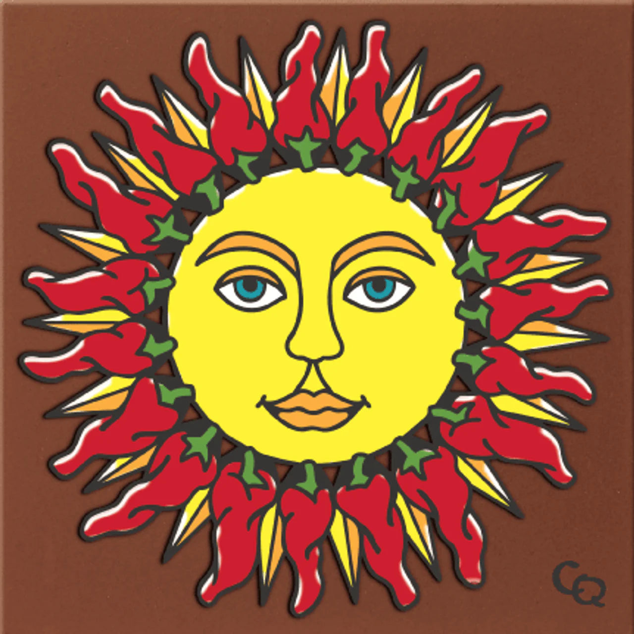 Chili Sun Face Tile