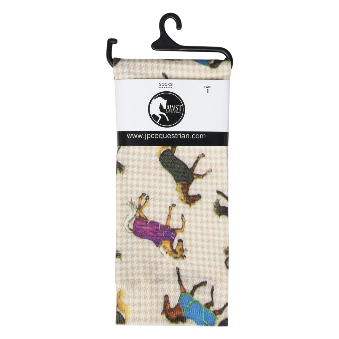 AWST Int'l Lila Horses in Blankets Equestrian Boot Socks Ladies