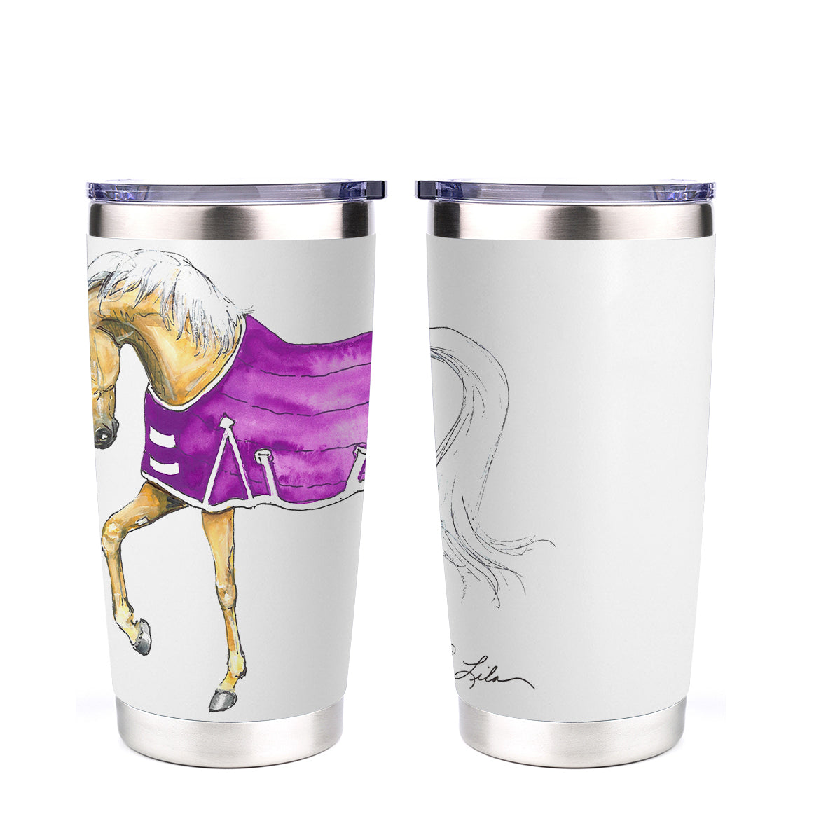 AWST Int'l 20 oz Stainless Steel Tumbler-Lila Palomino Horse
