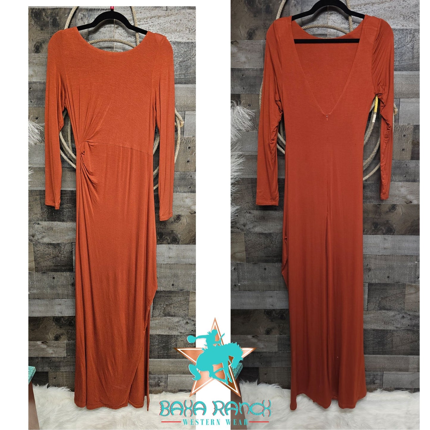 Rust jersey maxi dress size XL