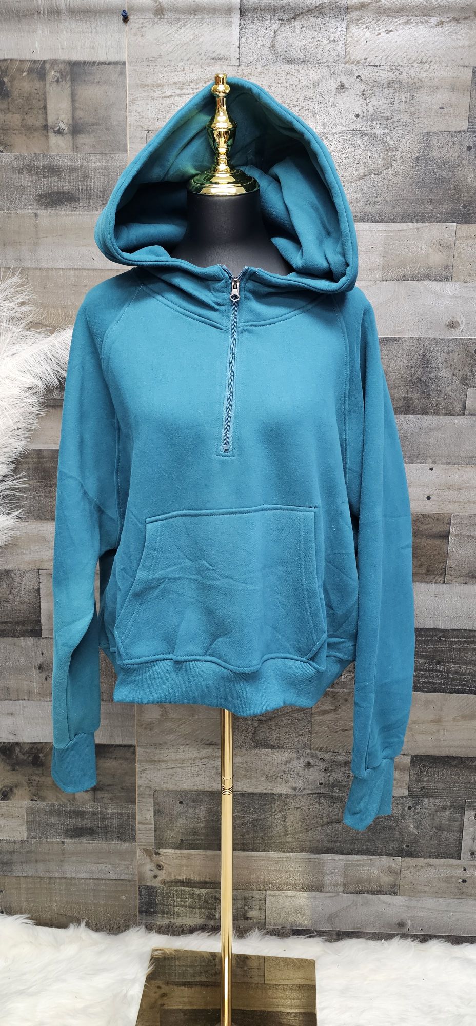2X teal thick hoodie