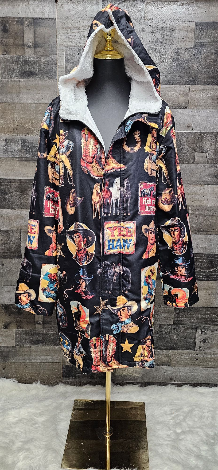 SAMPLE SALE Vintage cowboy print jacket size LARGE unisex fit