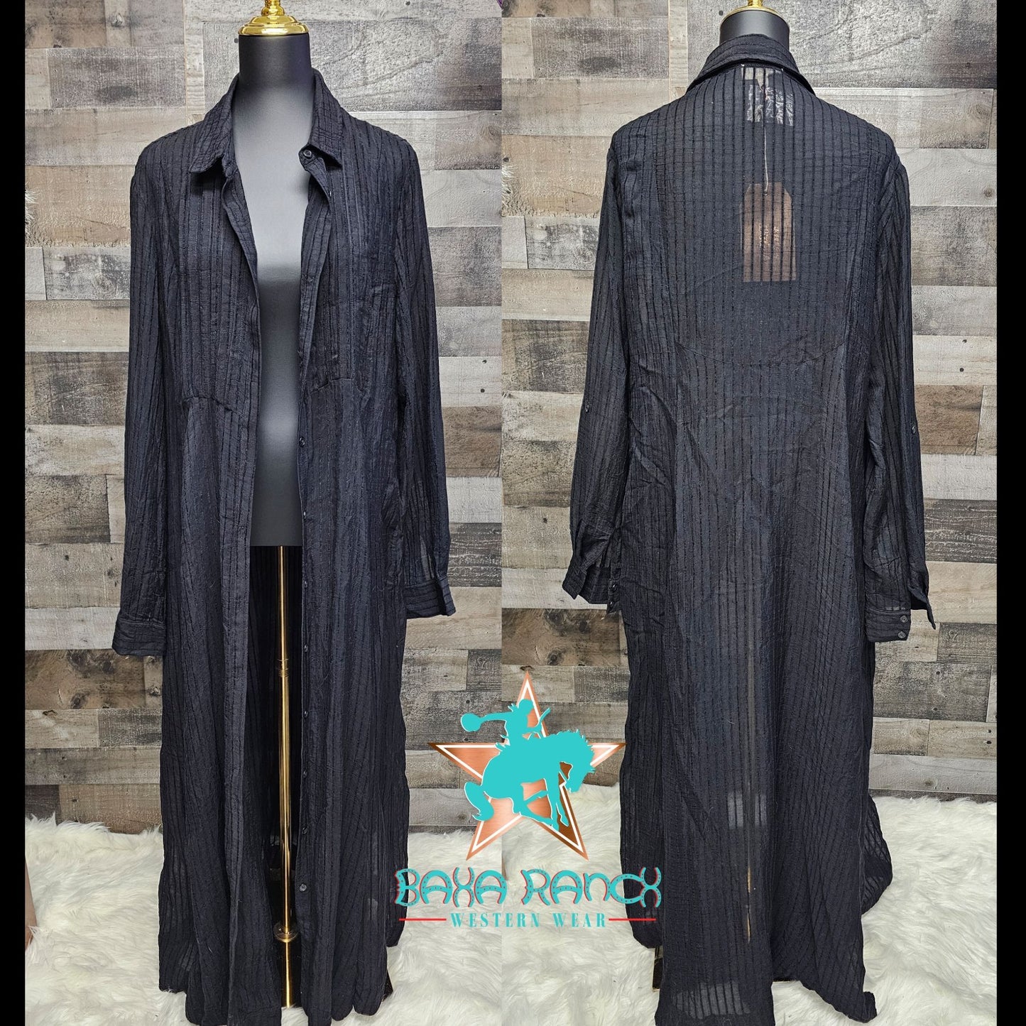 Listicle Long Black Duster/Dress size Large