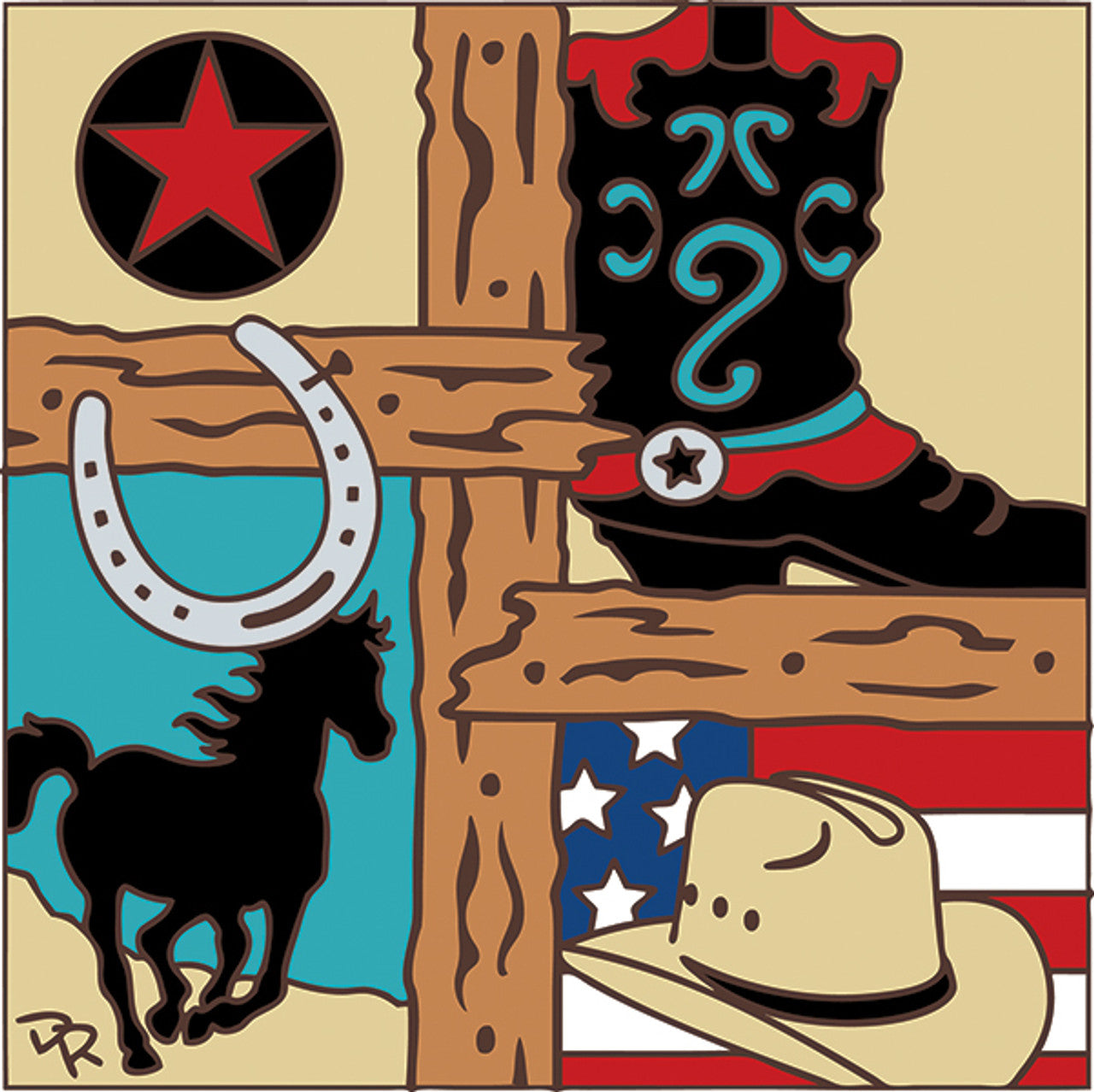 Western Collage Decorative Tile