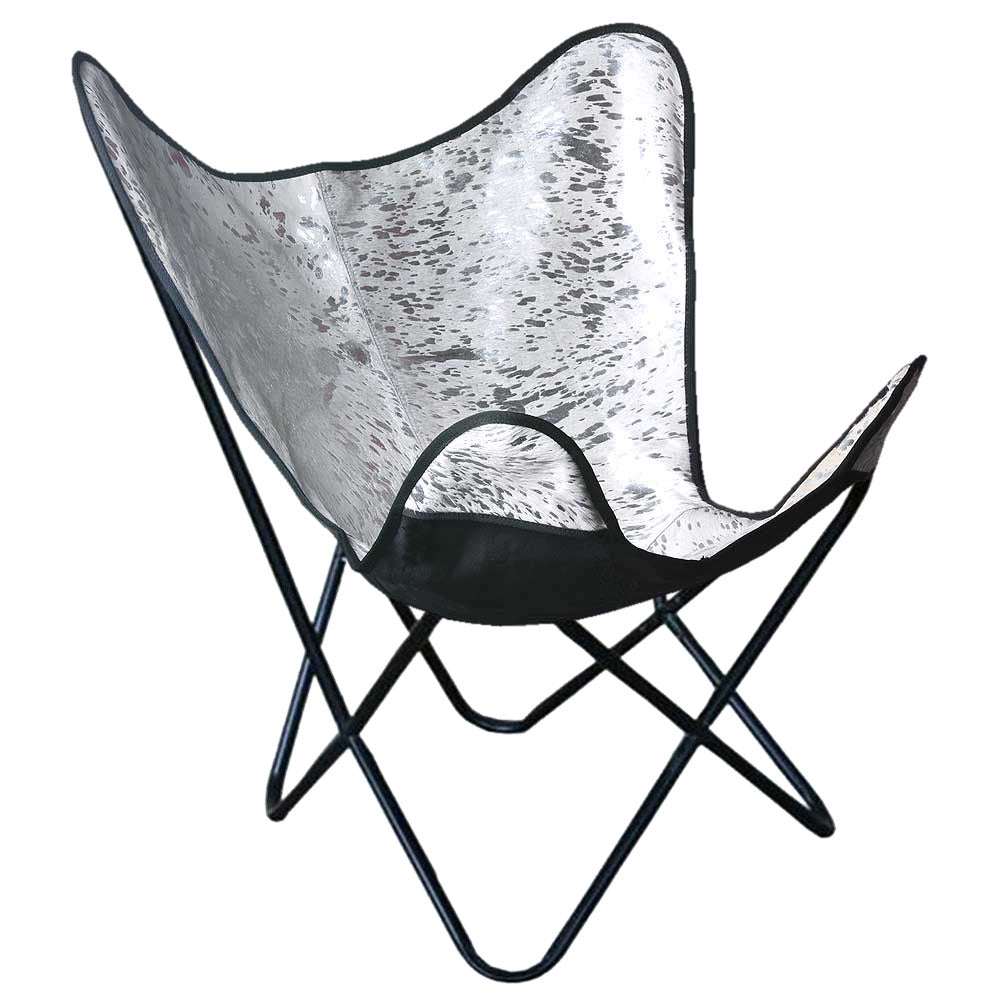 HILASON Genuine Leather Butterfly Chair Folding Lounge Modern Sling Accent Seat