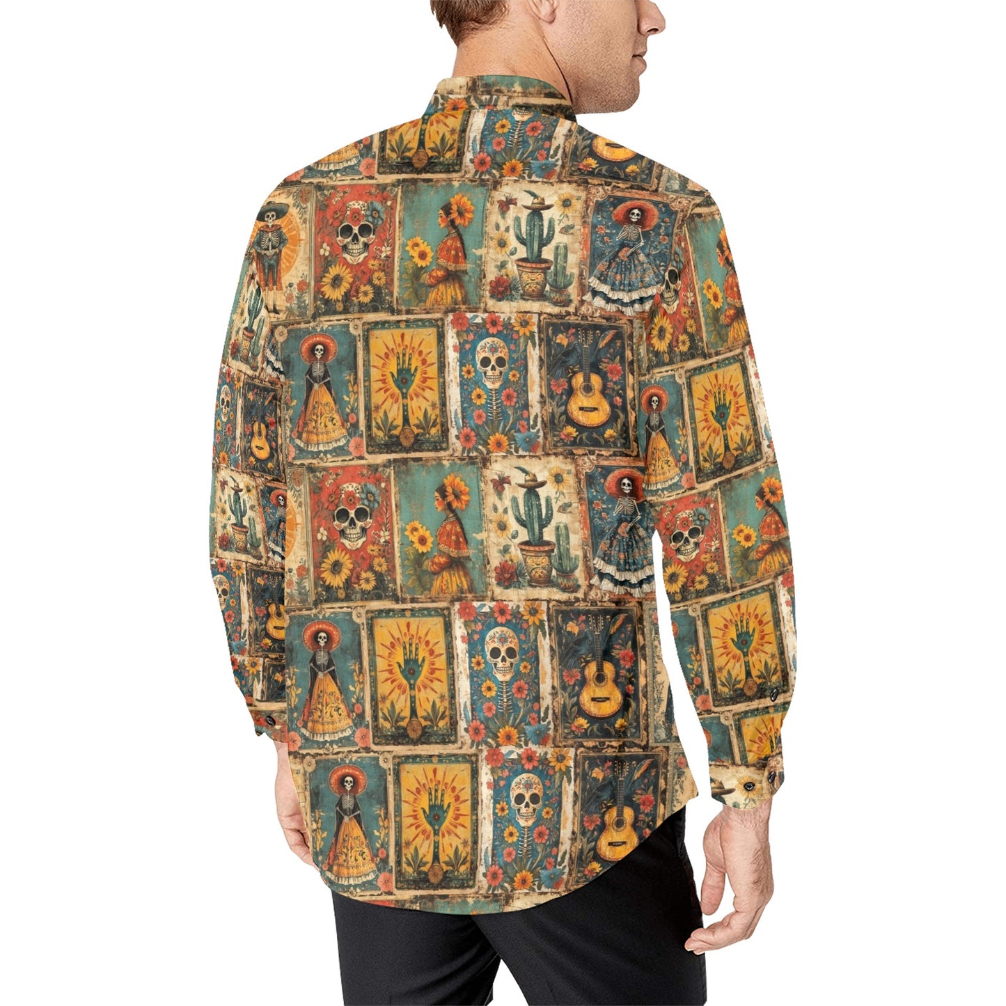 Colores de Mexico Dia de Los Muertes Button Up Shirt