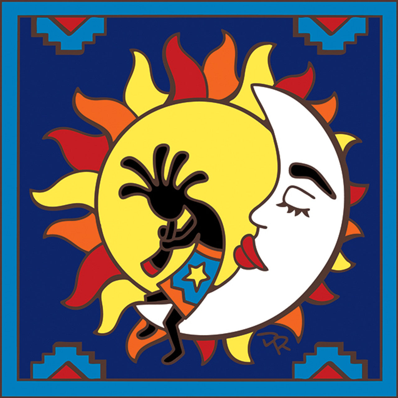 Kokopelli on Moon Tile