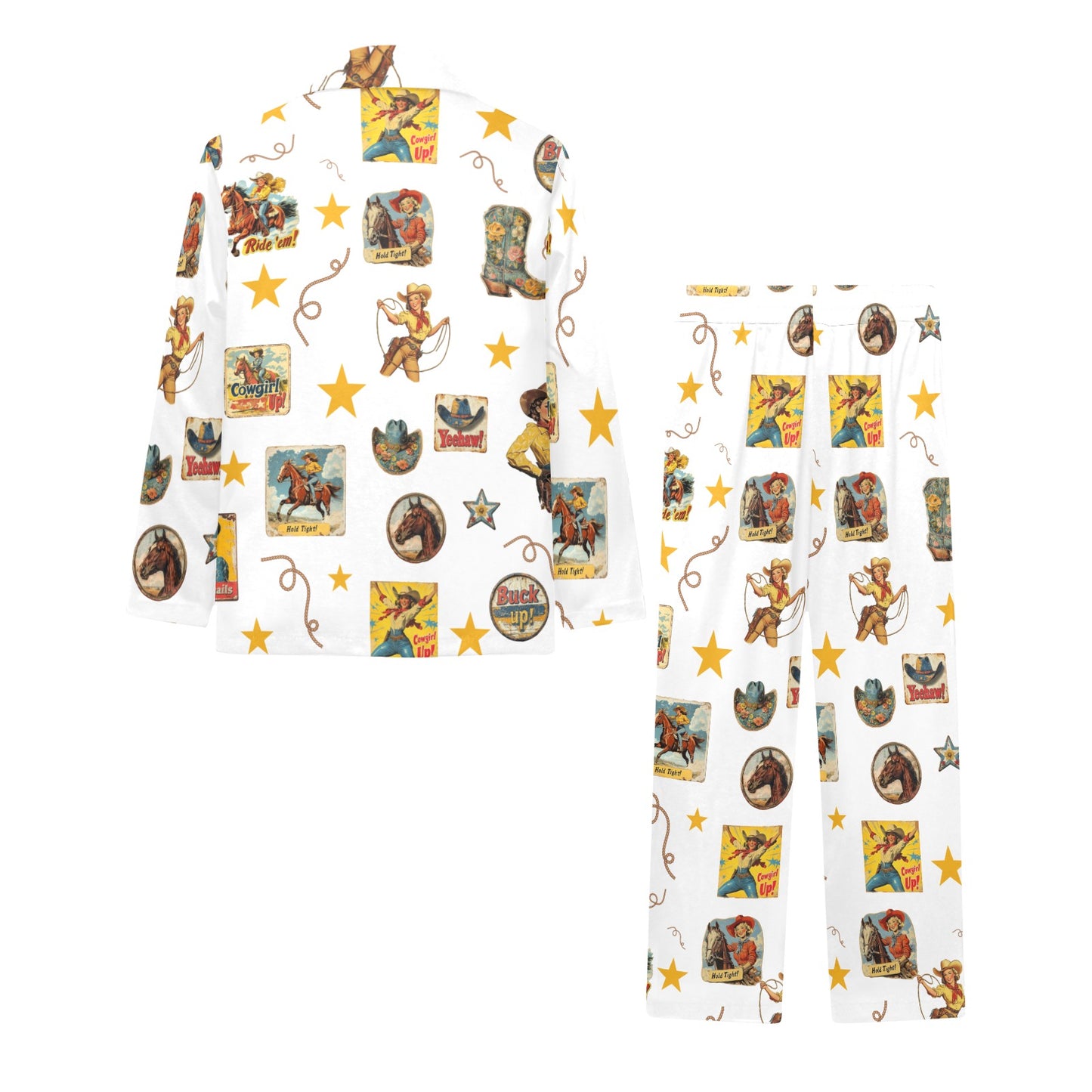 Vintage Cowgirl Collage Western Pajama Set
