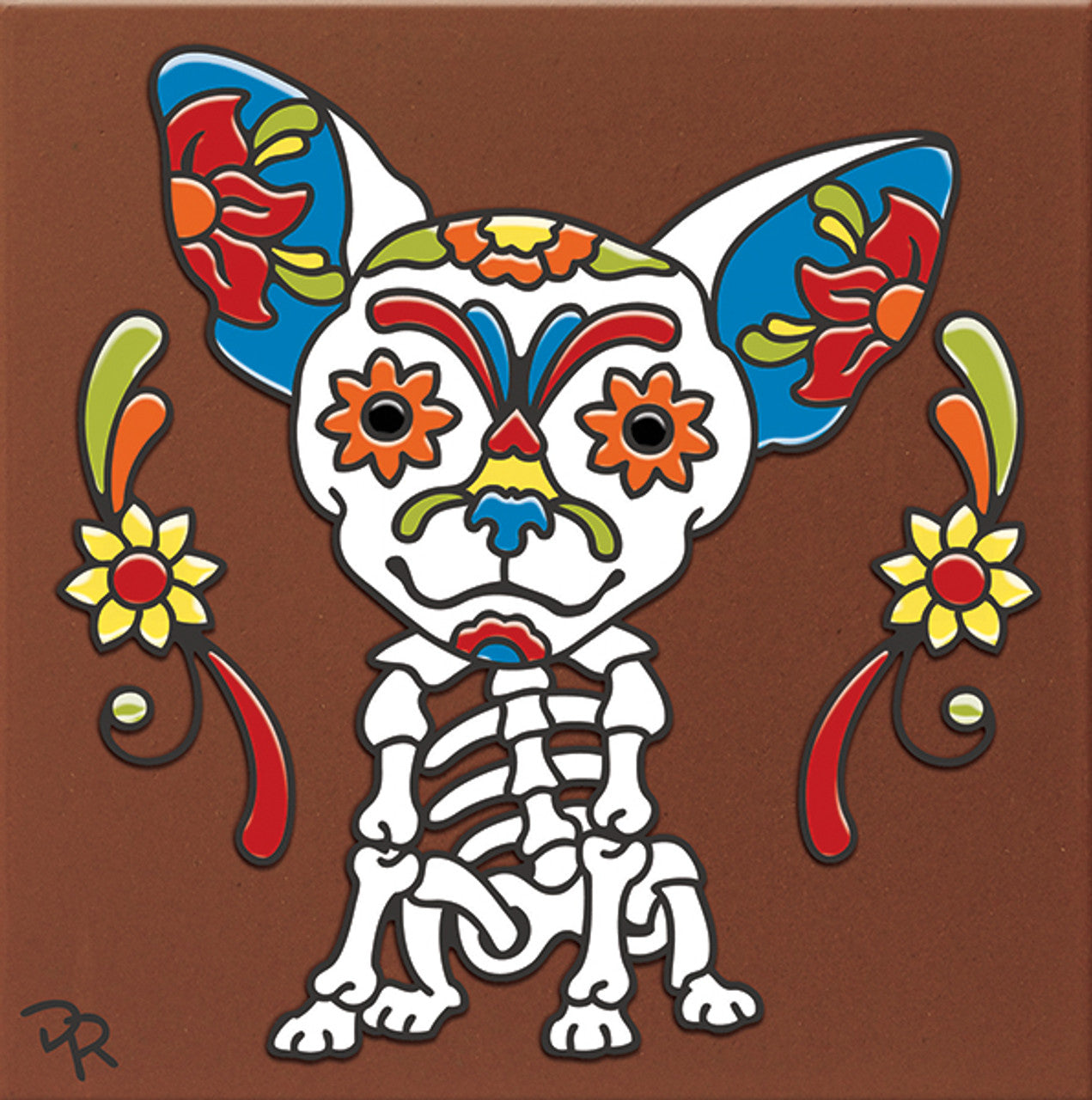 Day of the Dead Chihuahua Tile