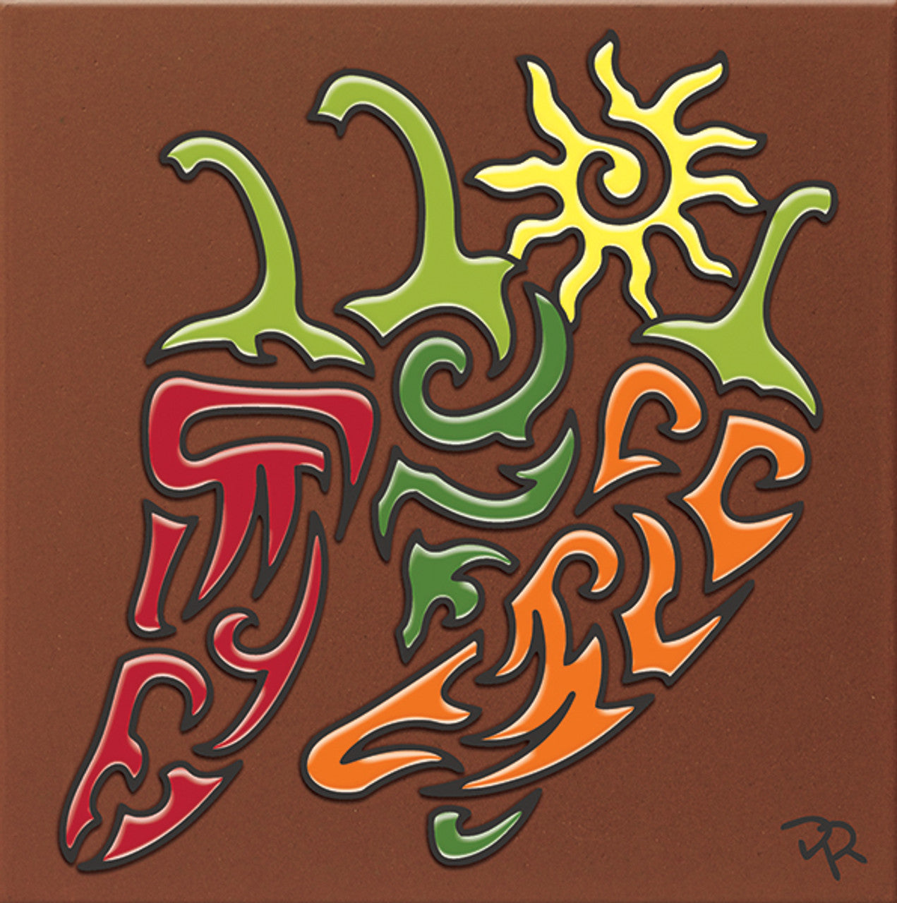 Tribal Chili Peppers Tile