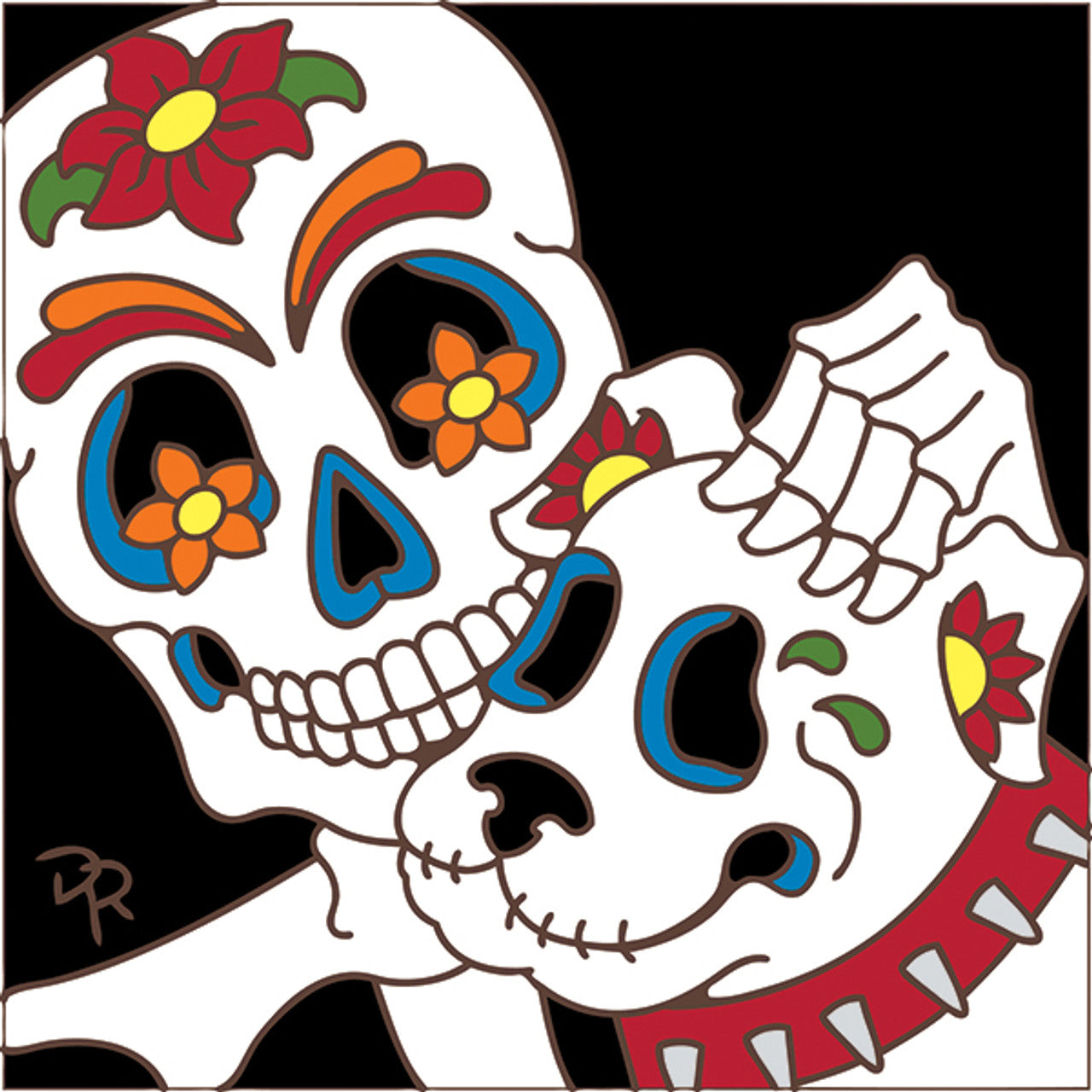 Day of the Dead Man with Dog Tile