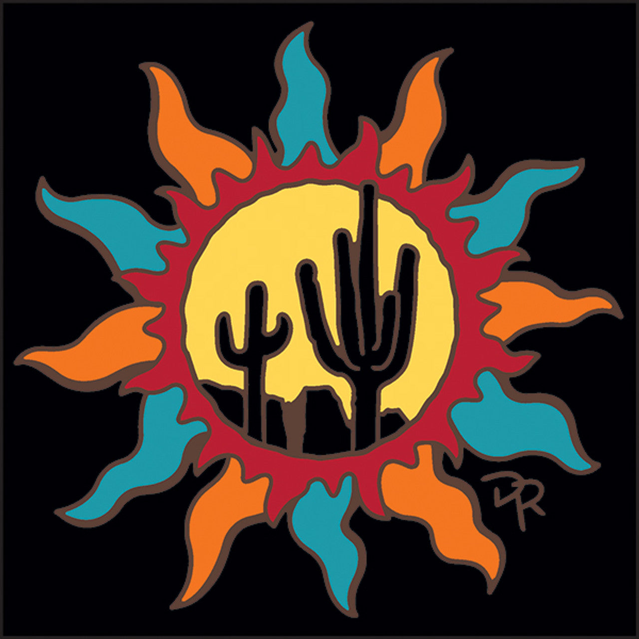 Southwest Sun with Saguaros Tile
