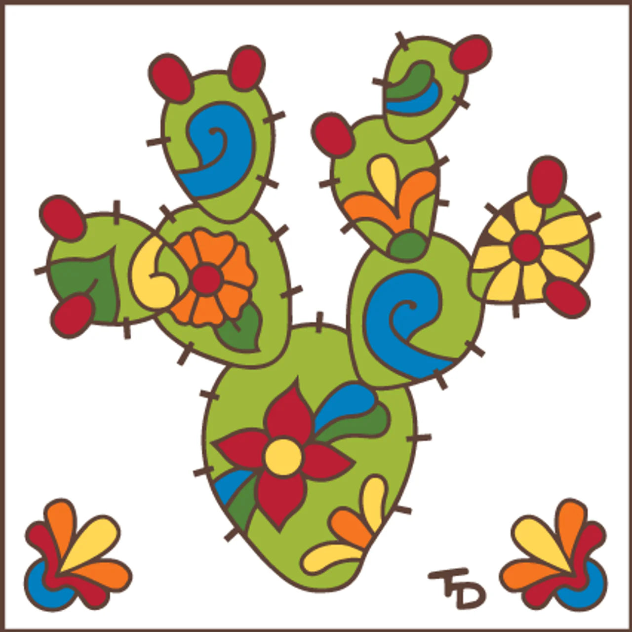 Talavera Prickly Pear Cactus Tile