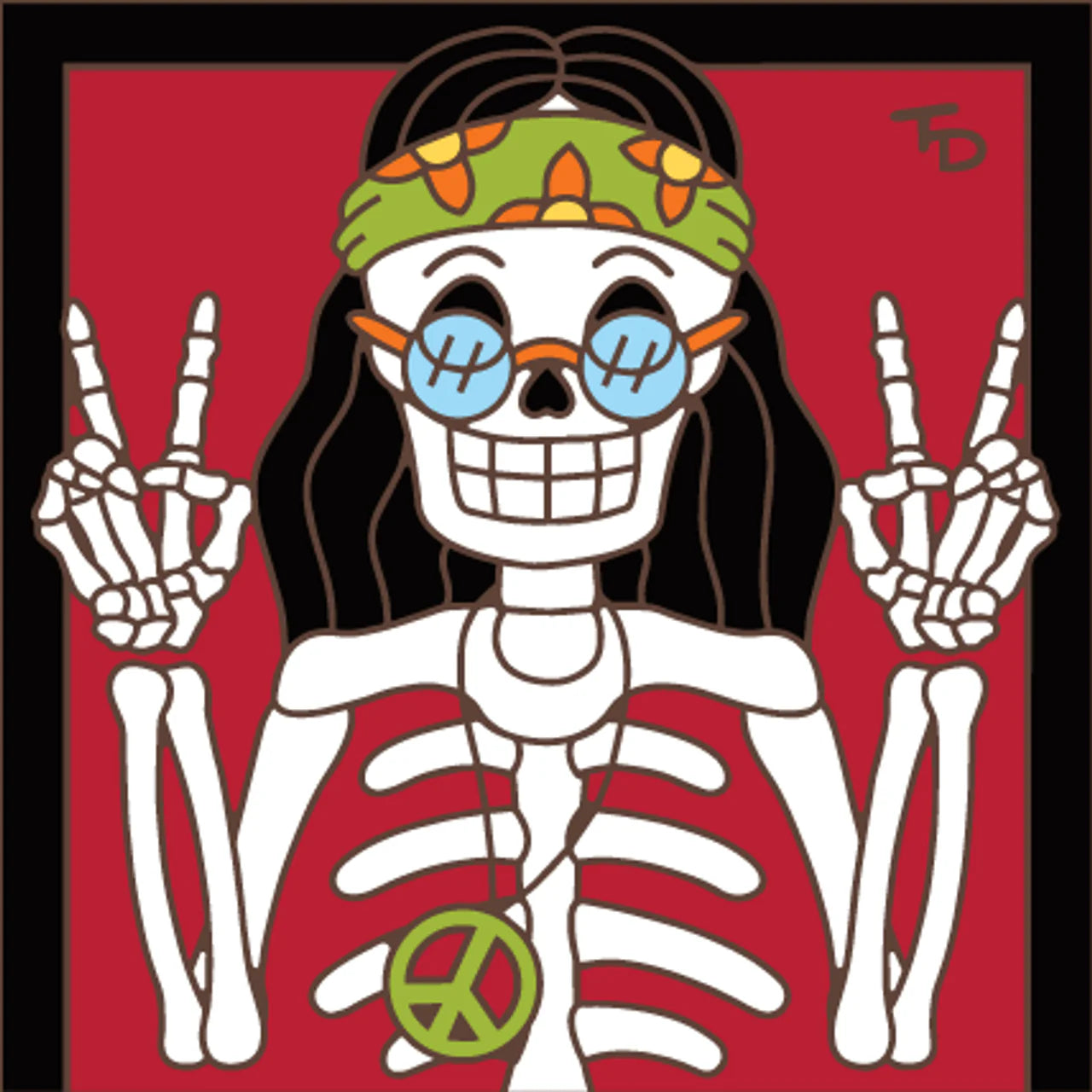 Day of the Dead Hippie Tile