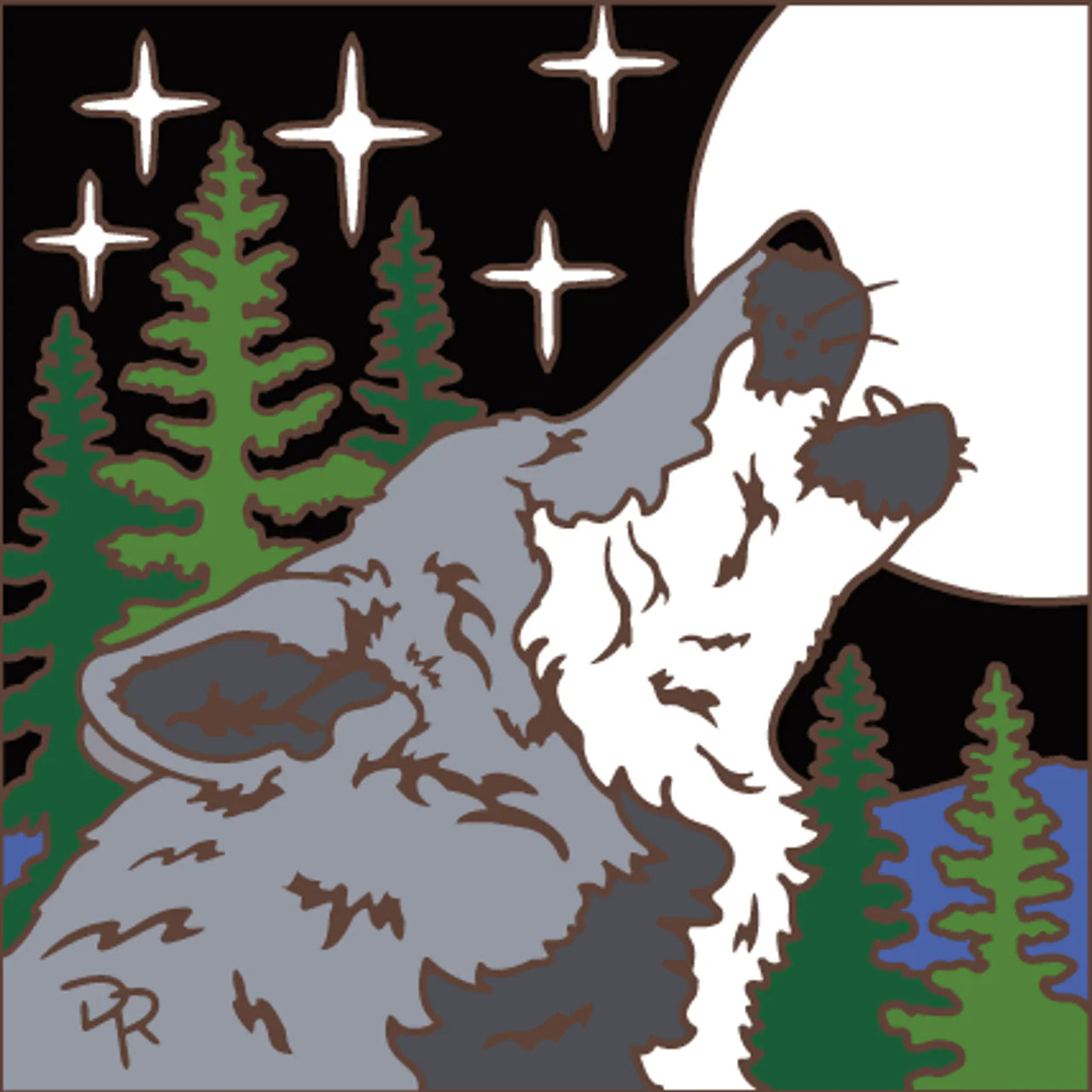 Howl At The Moon Wolf Tile