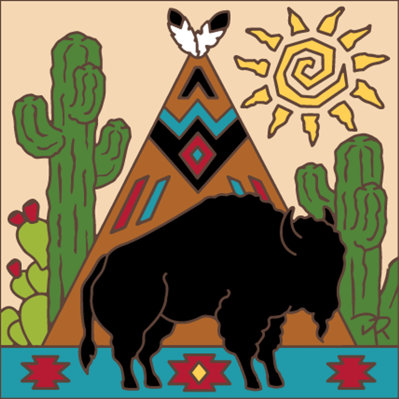 Desert Buffalo with TeePee Tile
