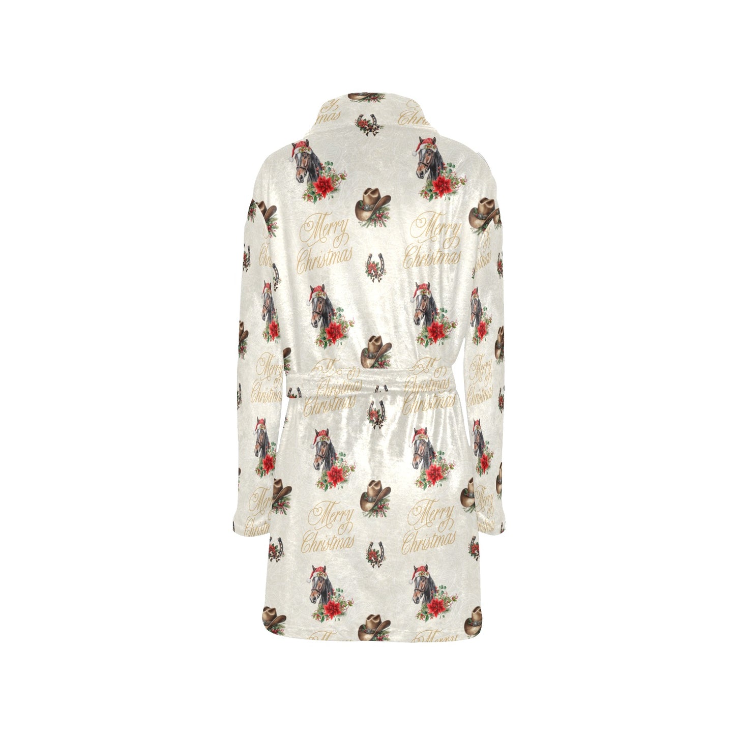 Christmas Horses Western Fleece Bathrobe