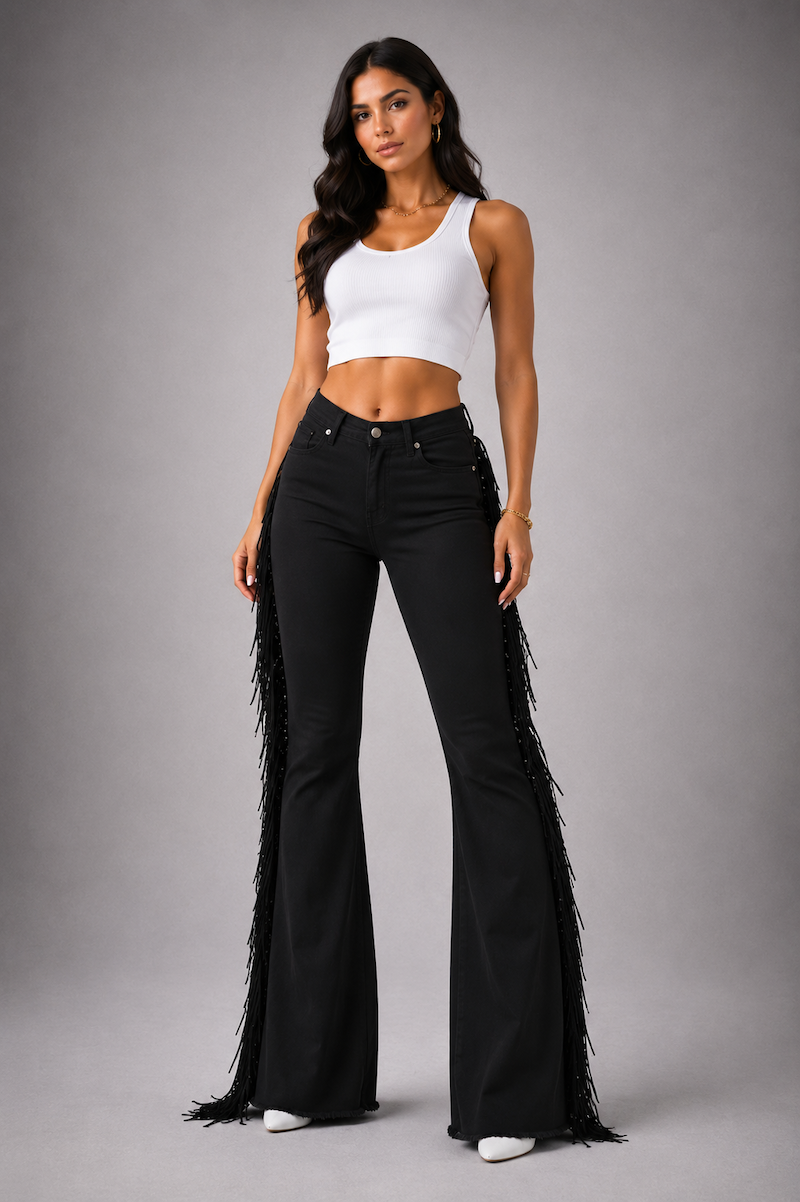GJG Texas Sunn Bell Bottom Jean Black