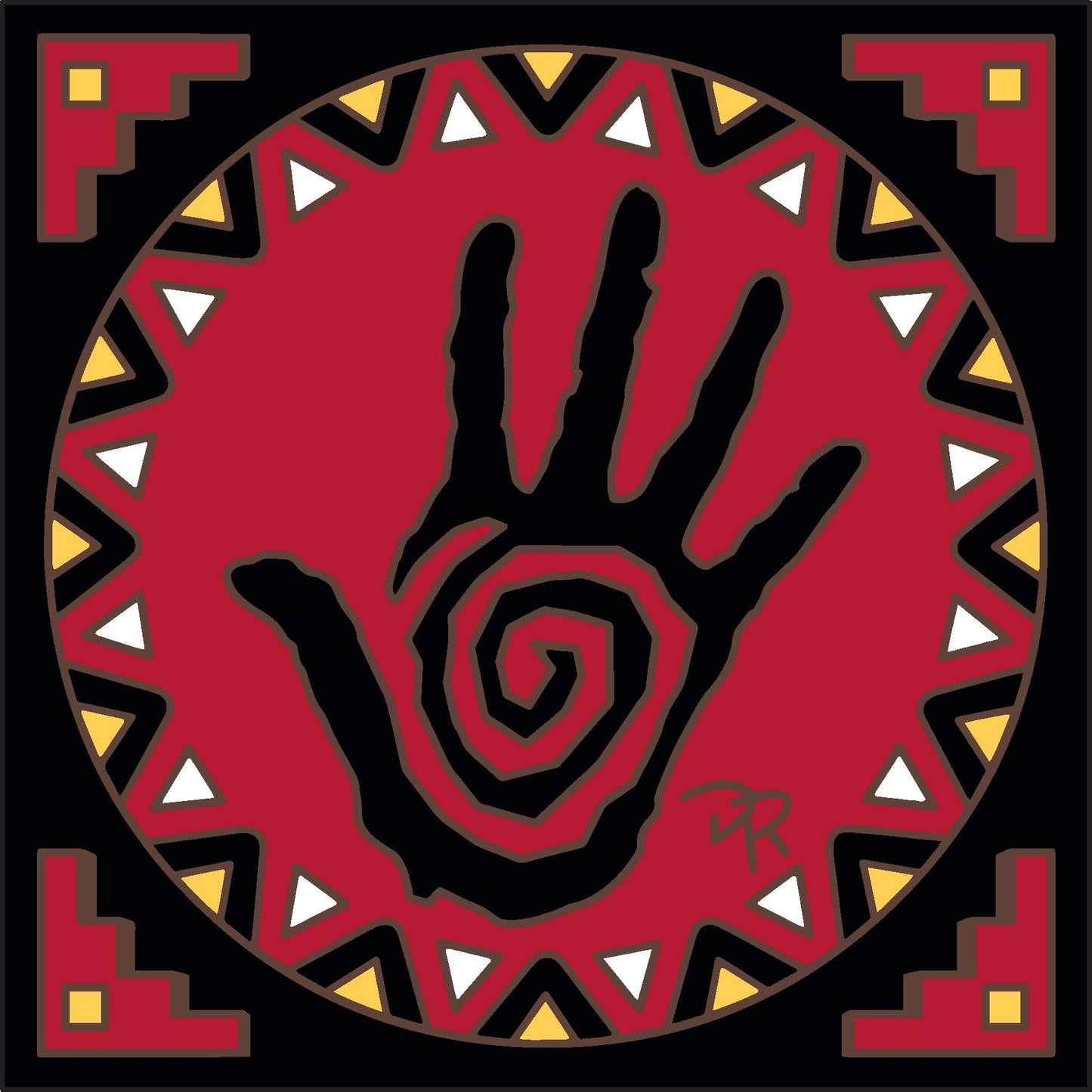 Healing Hand with Native American Border Tile