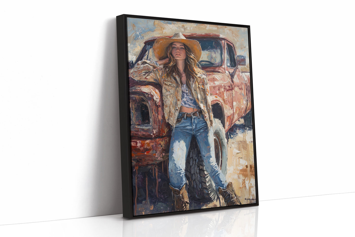 Rebel Cowgirl by the Rusted Pickup