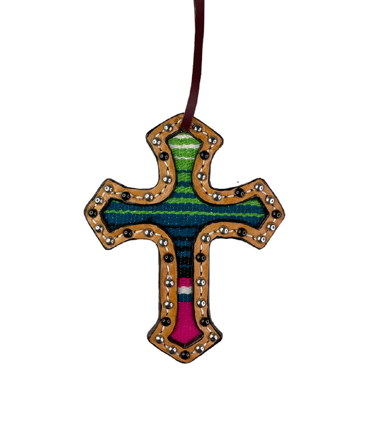 Alamo Saddlery 108-SERAPE Cross golden leather serape inlay with spots
