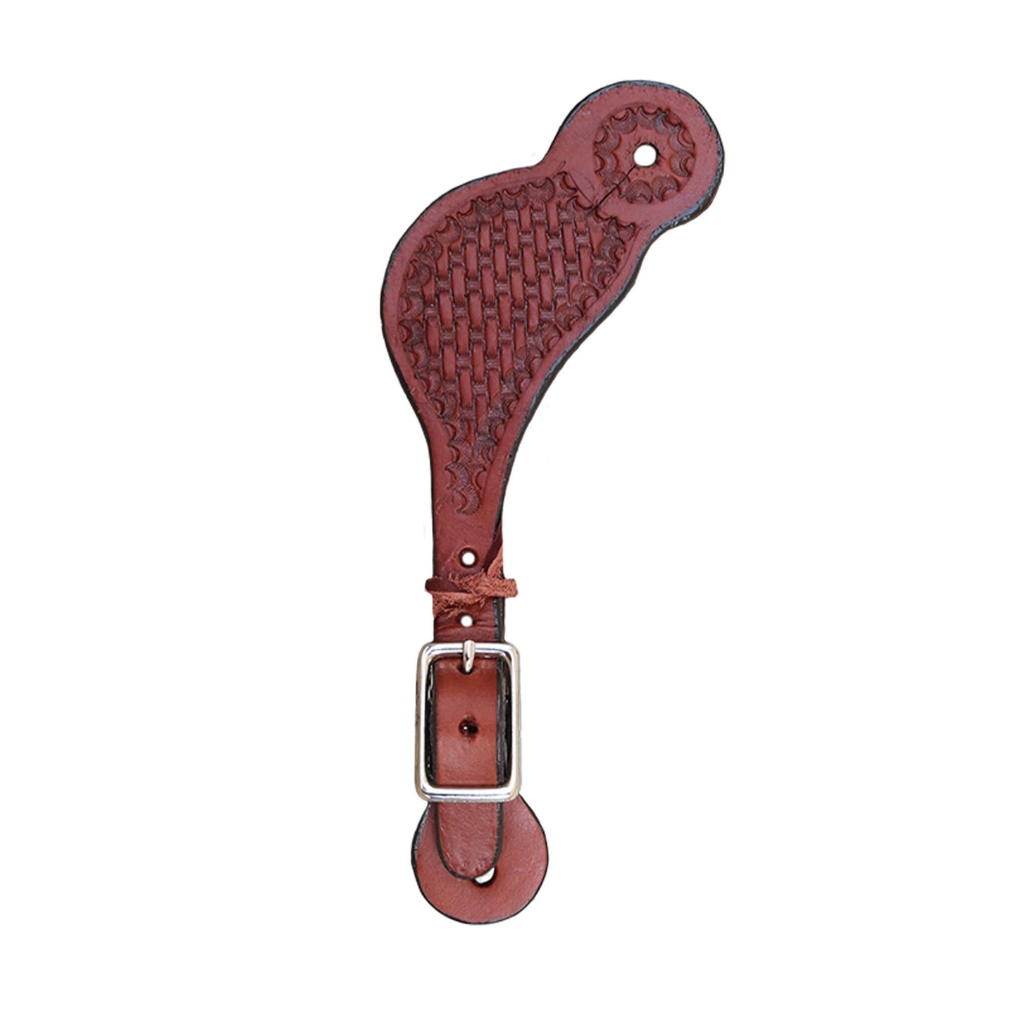 Alamo Saddlery 381-TK Kid's spur straps toast leather basket tooled