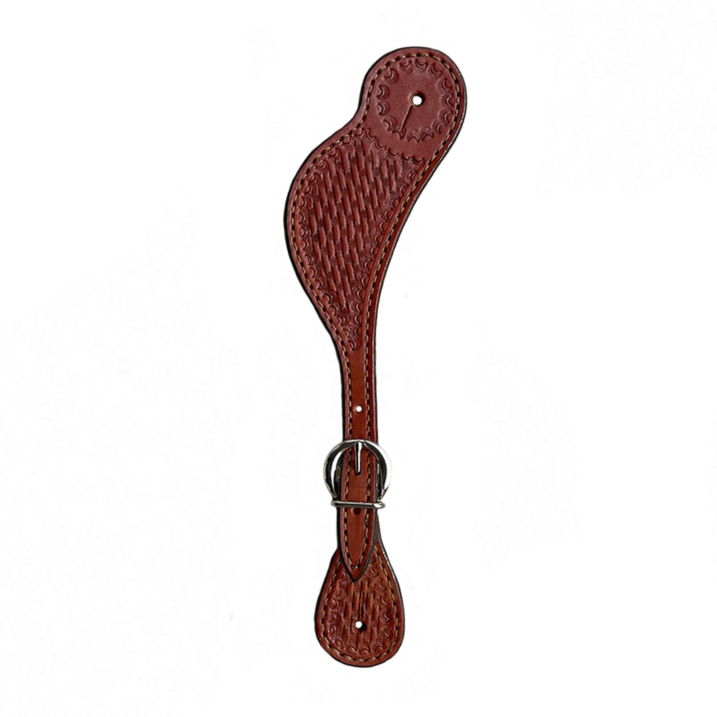 Alamo Saddlery 382-TK Ladies spur straps toast leather basket tooled