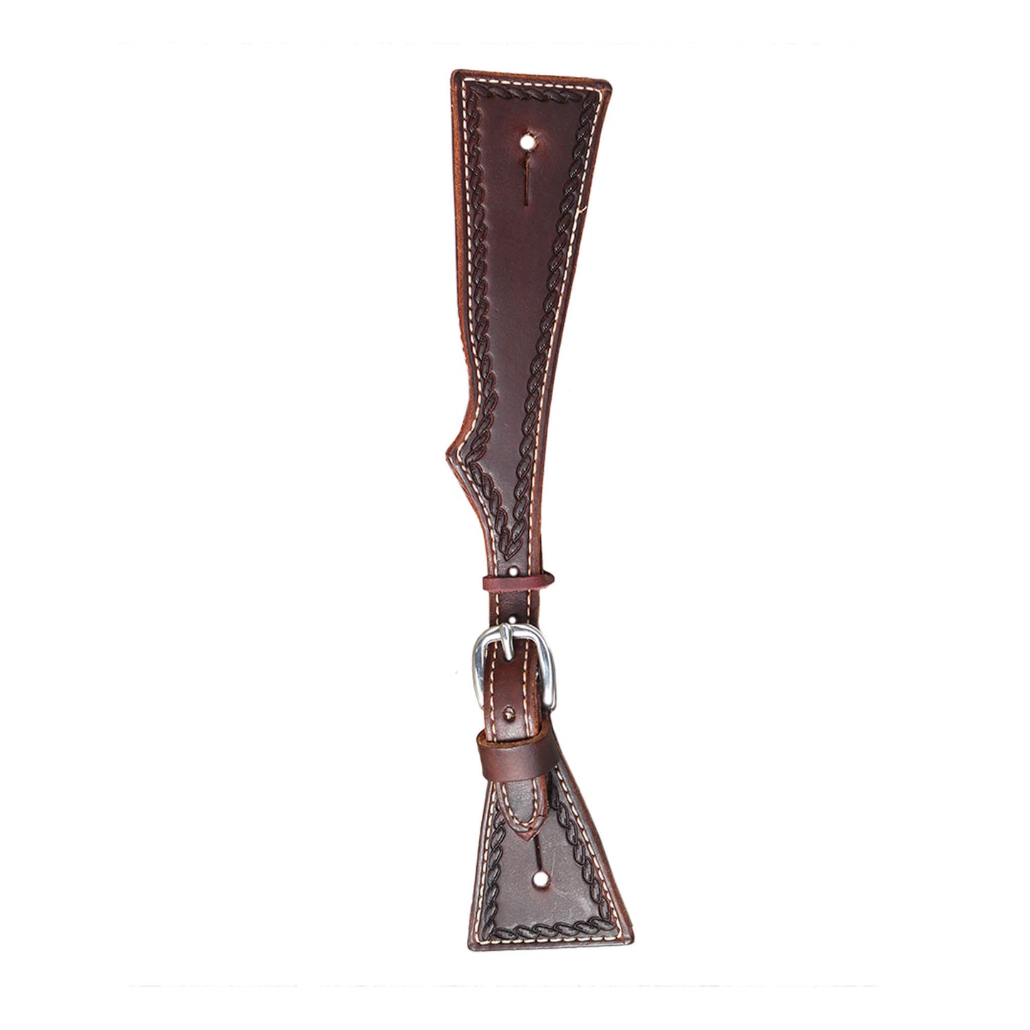 Alamo Saddlery E-389CR Elite men's square spur straps chocolate leather rope tooled