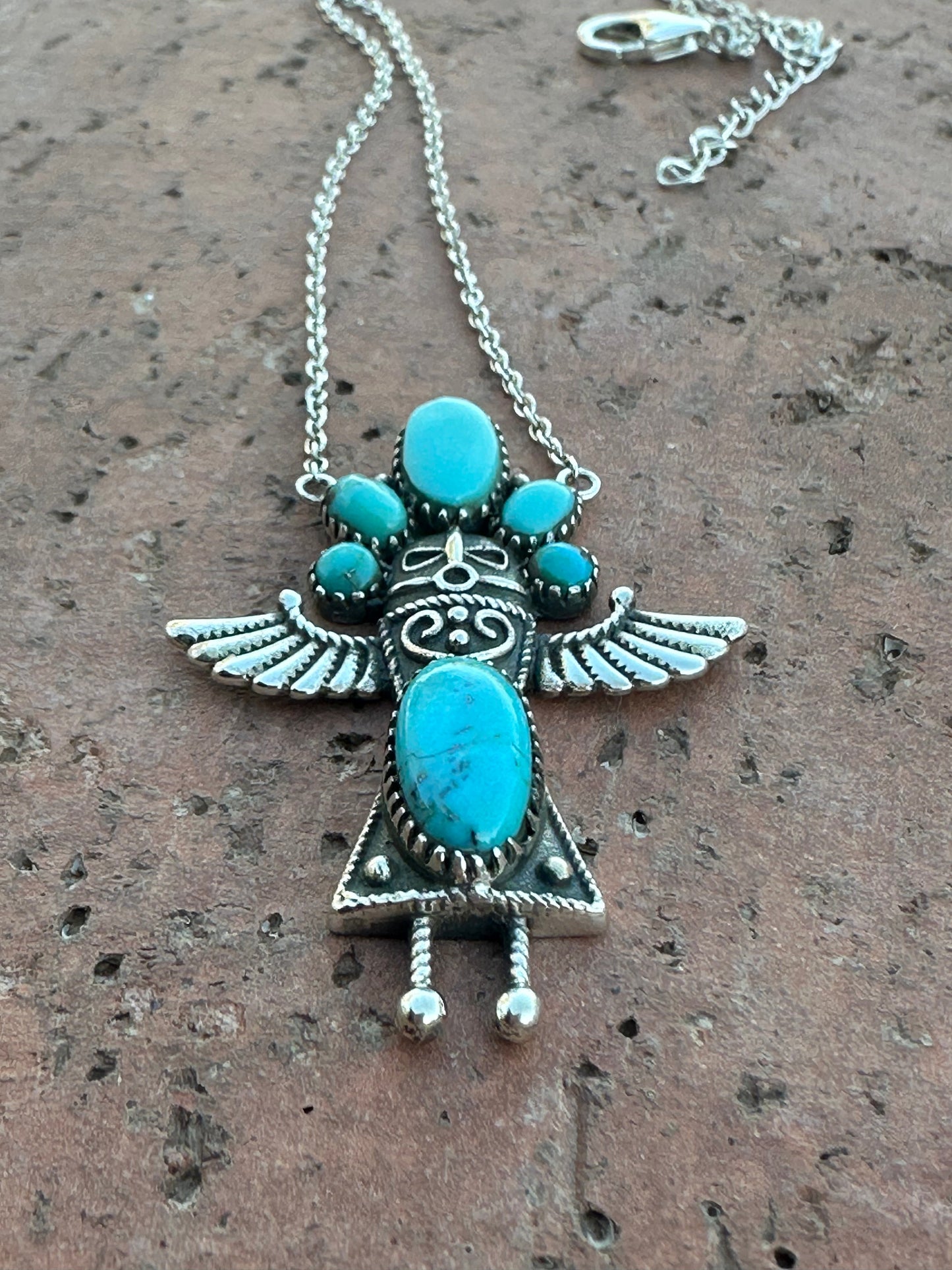 Gorgeous Handmade Sterling Silver Kingman Turquoise Nizhoni Maiden Necklace