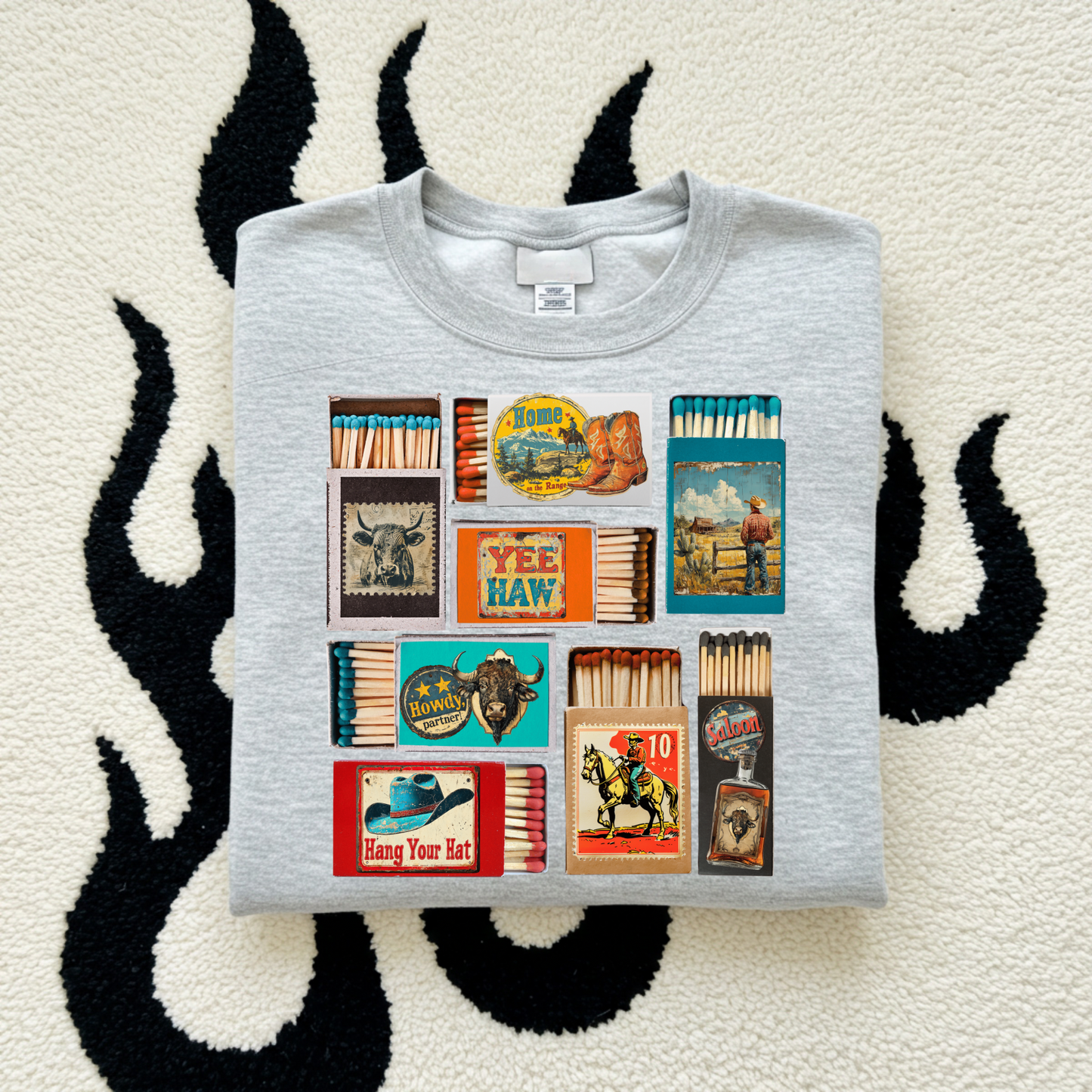 Western Matchbox TEE or CREWNECK choice of colors