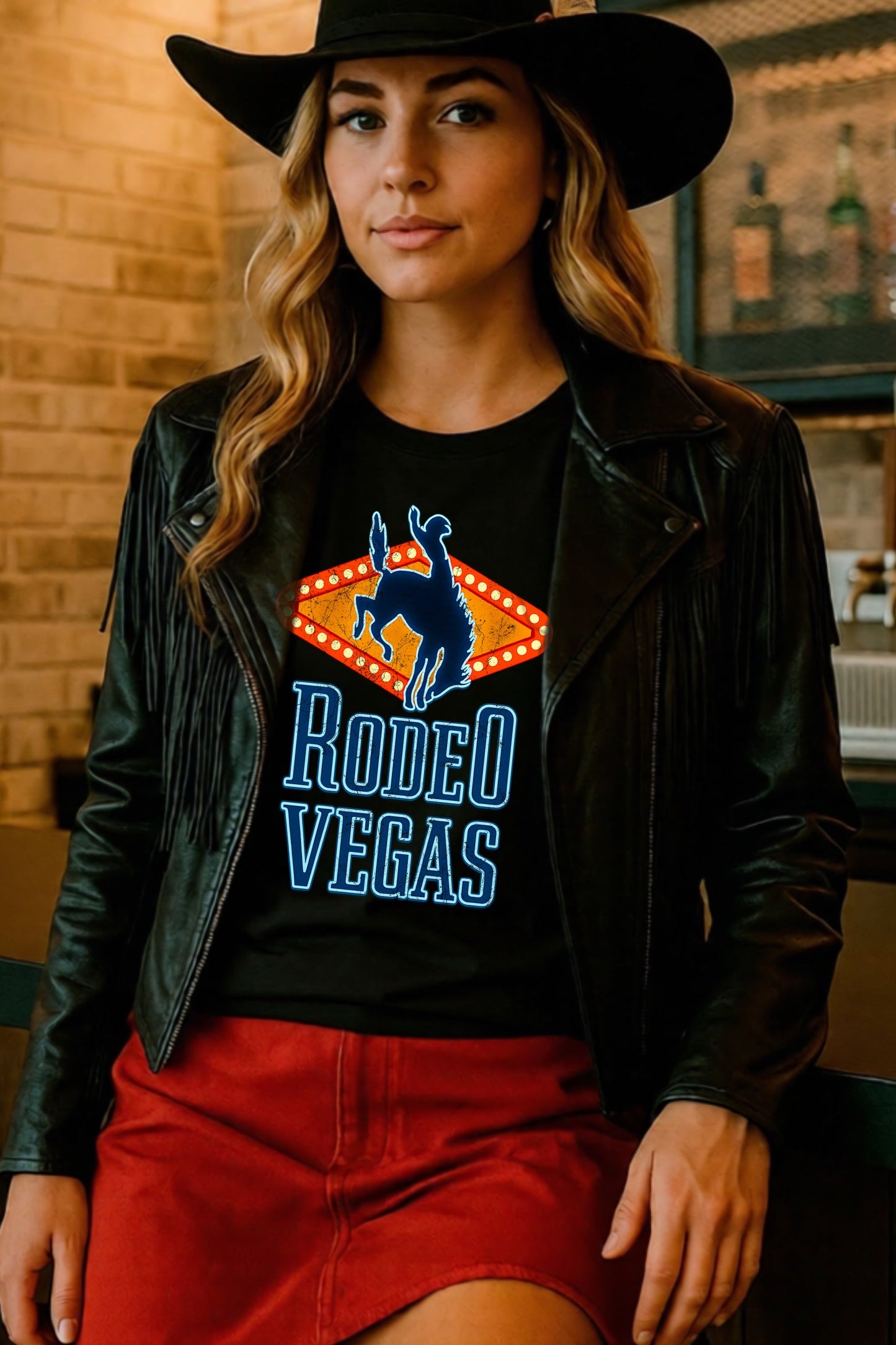 Rodeo Vegas Neon Bucking Horse Shirt – Graphic Tee, Long Sleeve & Crewneck