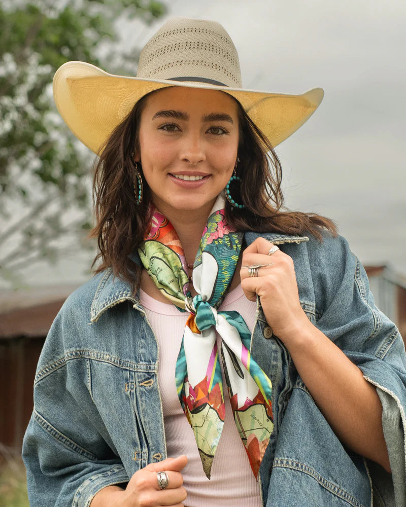 The Cactus Blooms Silk Scarf choice of sizes