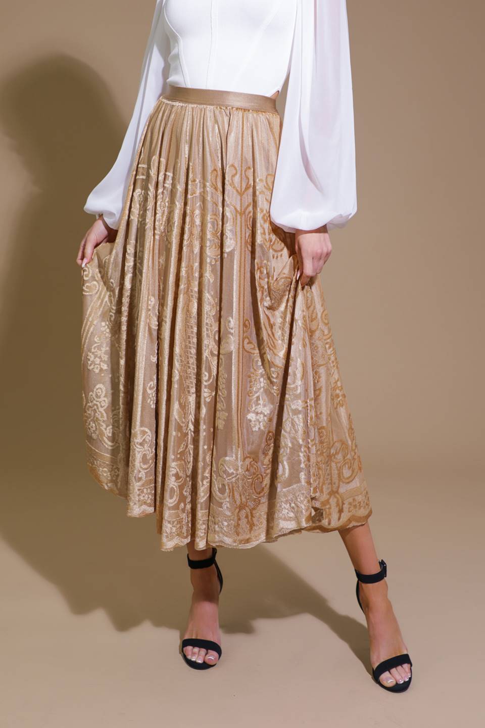 Flying Tomato EASE MY MIND VELVET MIDI SKIRT Choice of Colors