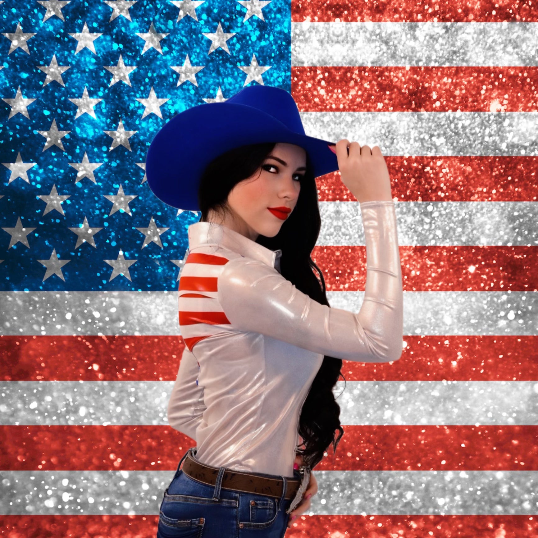 God's Country Western Pearl Snap Rodeo American Flag Patriotic