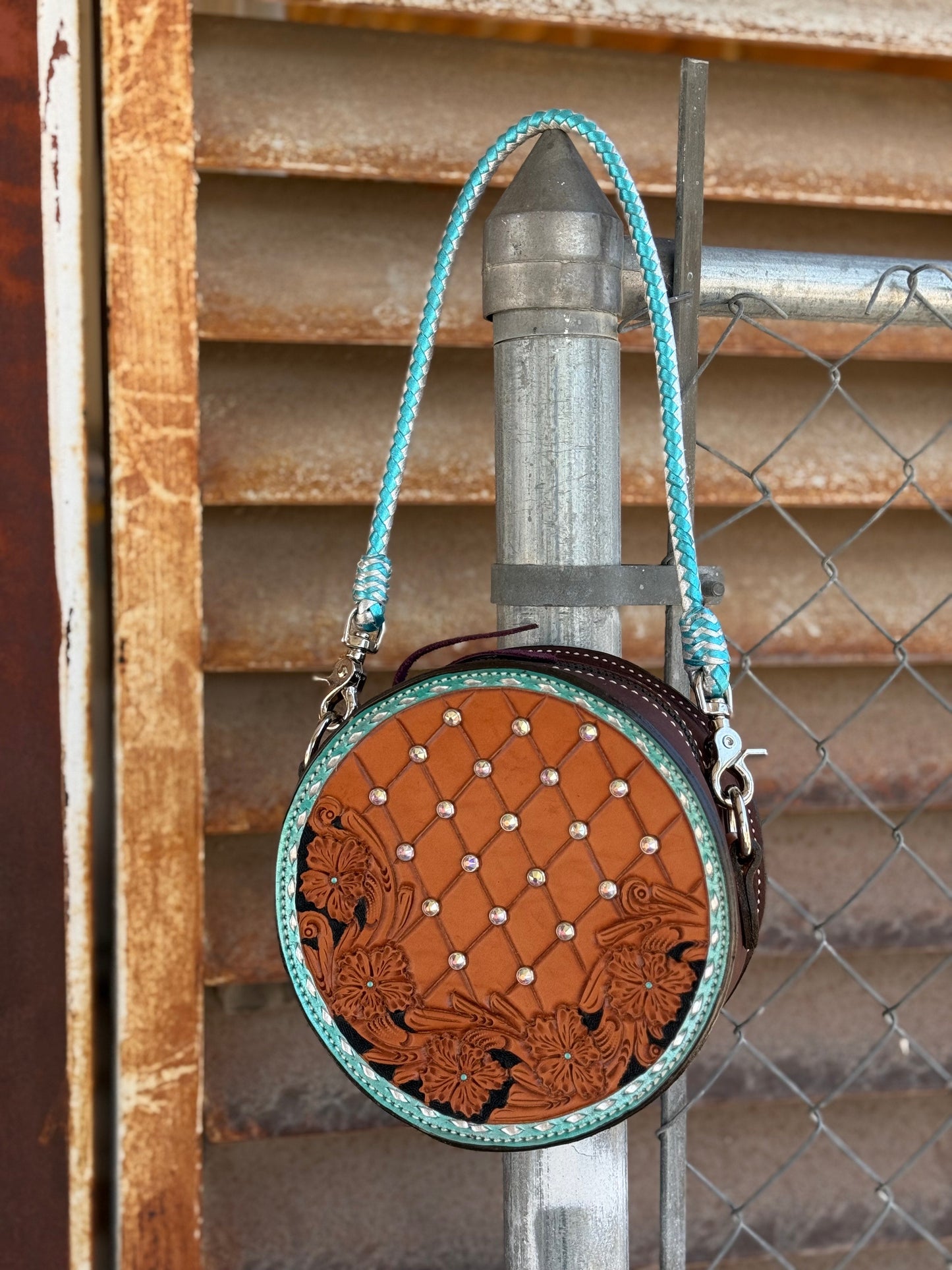 Alamo Saddlery 8" Canteen- Rhinestone Turquoise