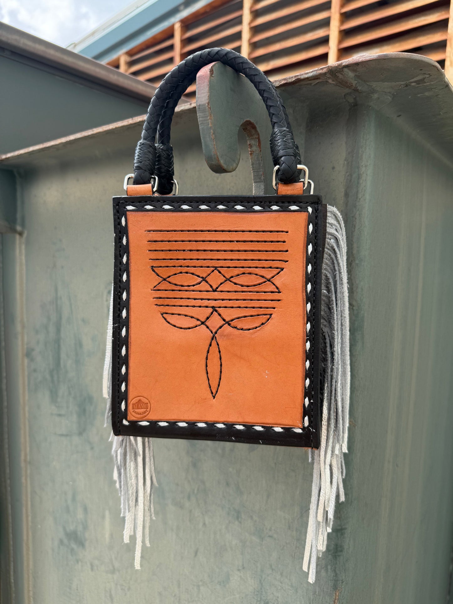 Alamo Saddlery The Card Handbag- Checkered with Fringe