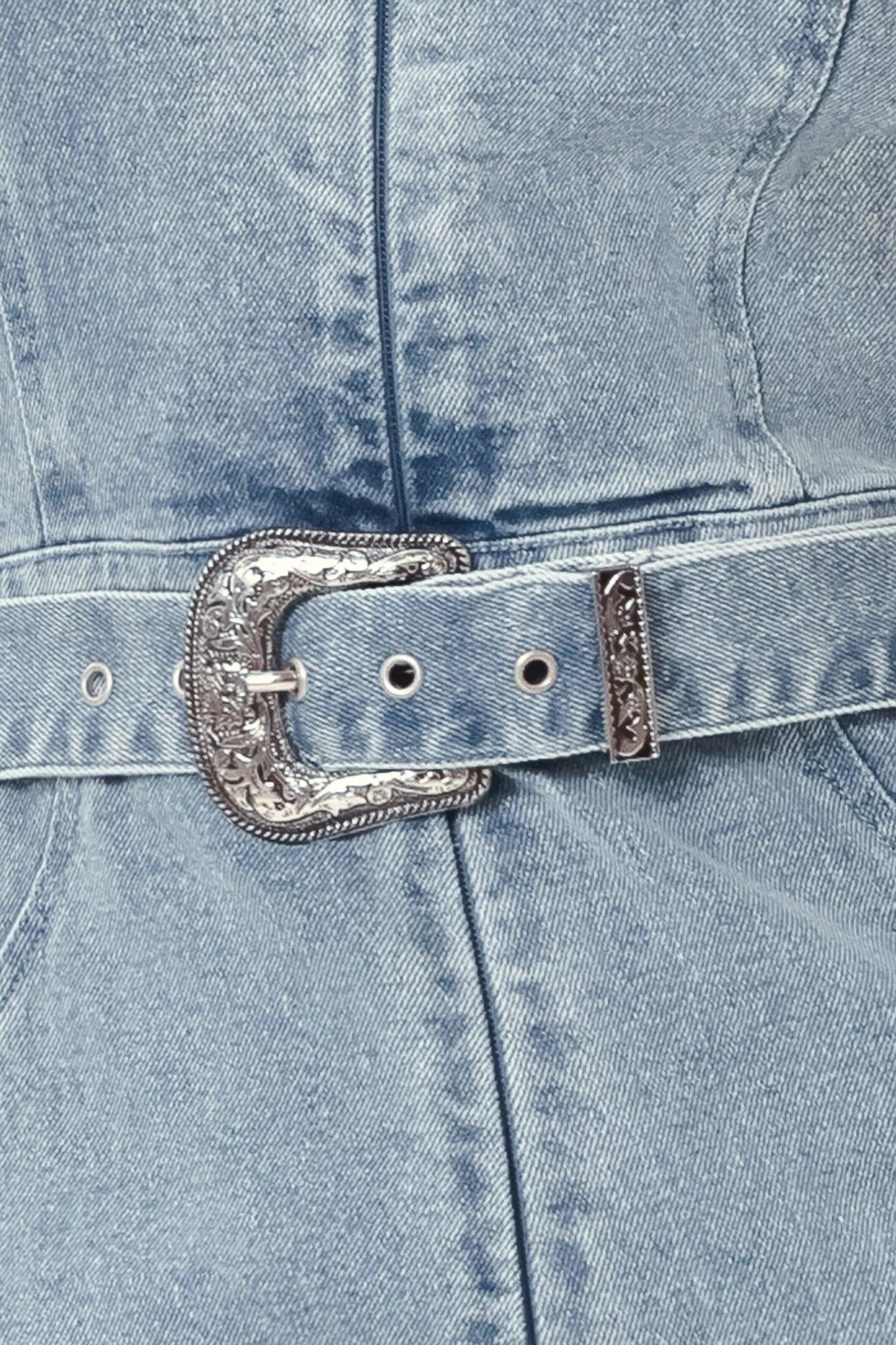 Flying Tomato Flare Icon Denim Jumpsuit