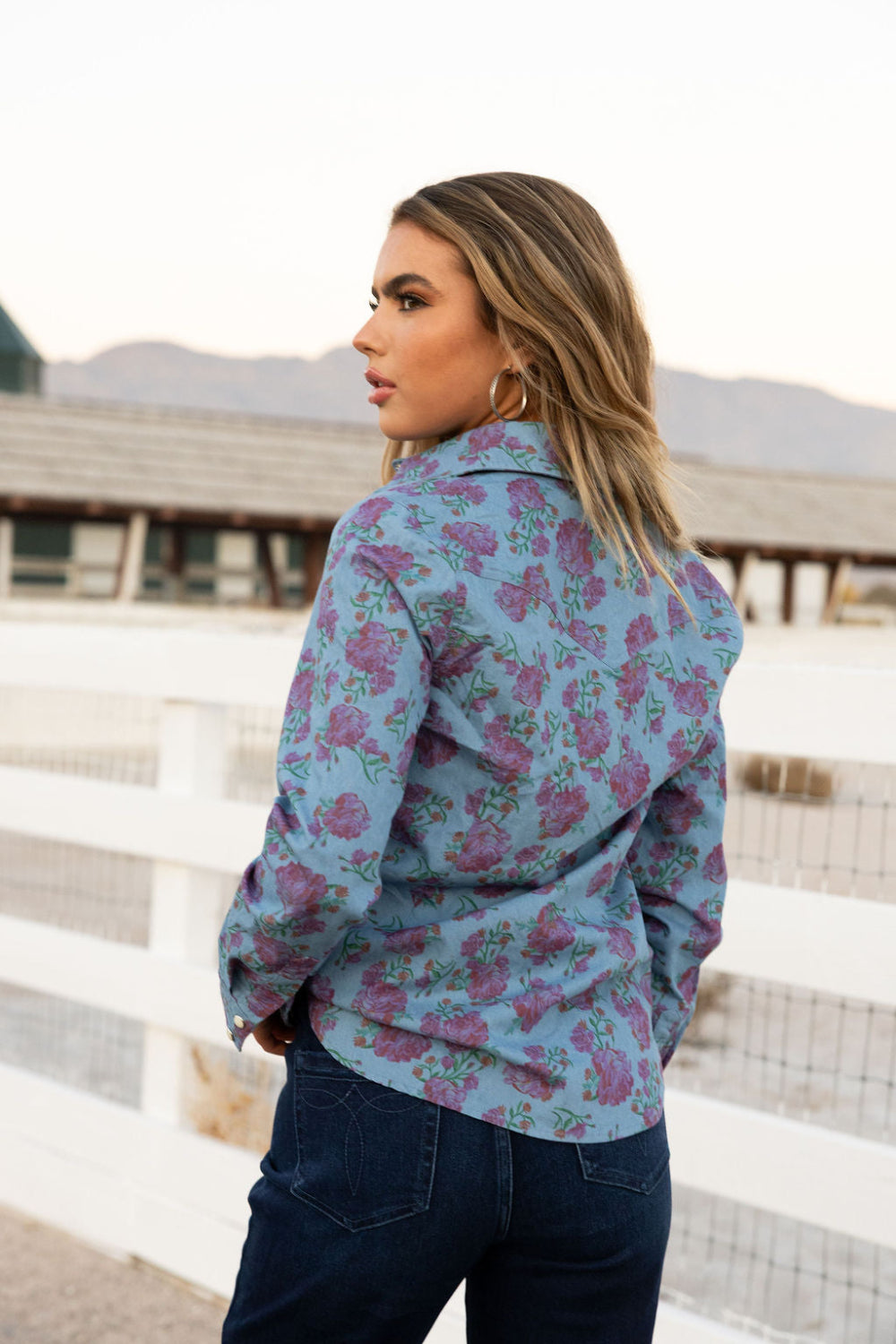 Rodeo Quincy Denim Rose Button Up